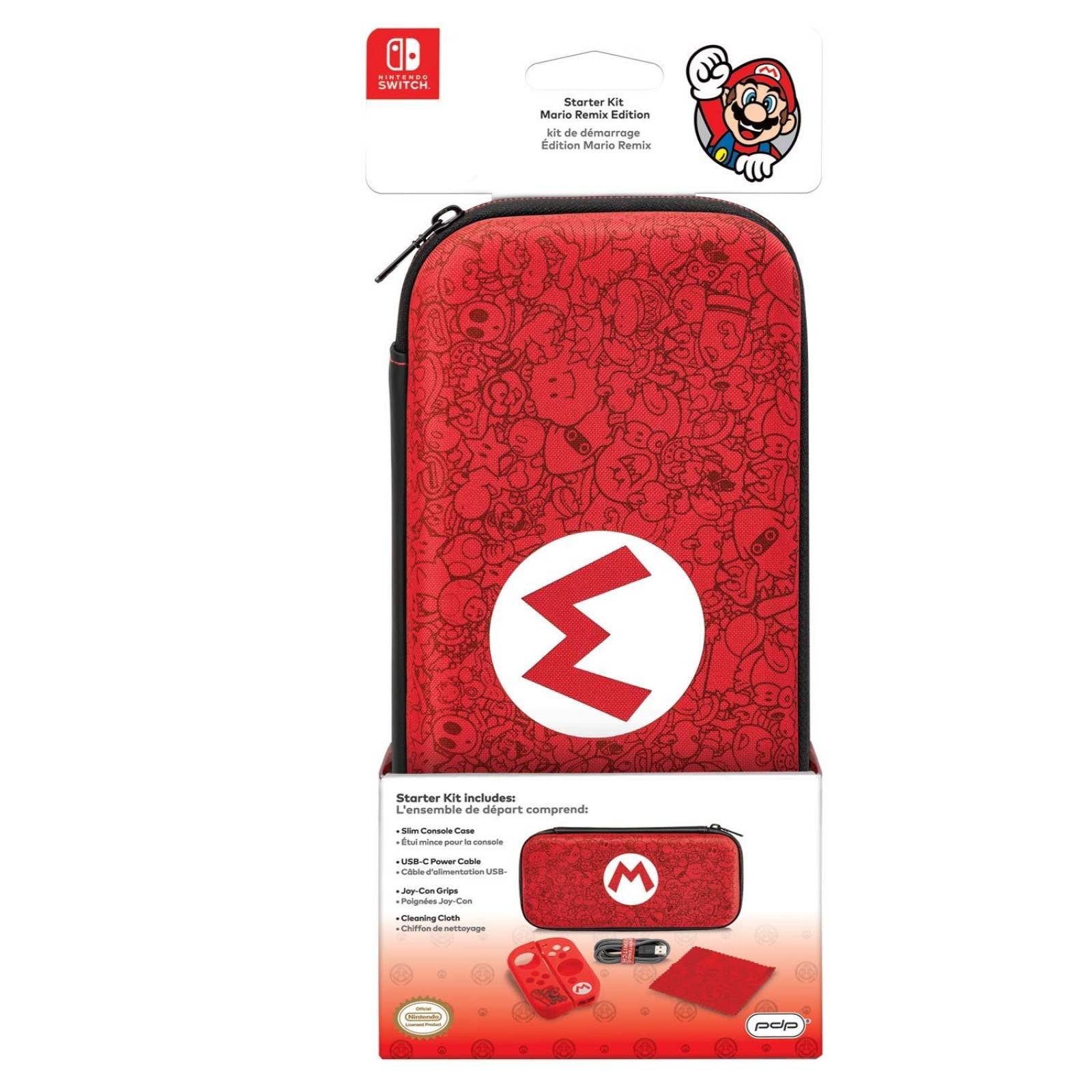 Estuche Starter Kit Mario Remix Rojo PDP intendo Switch