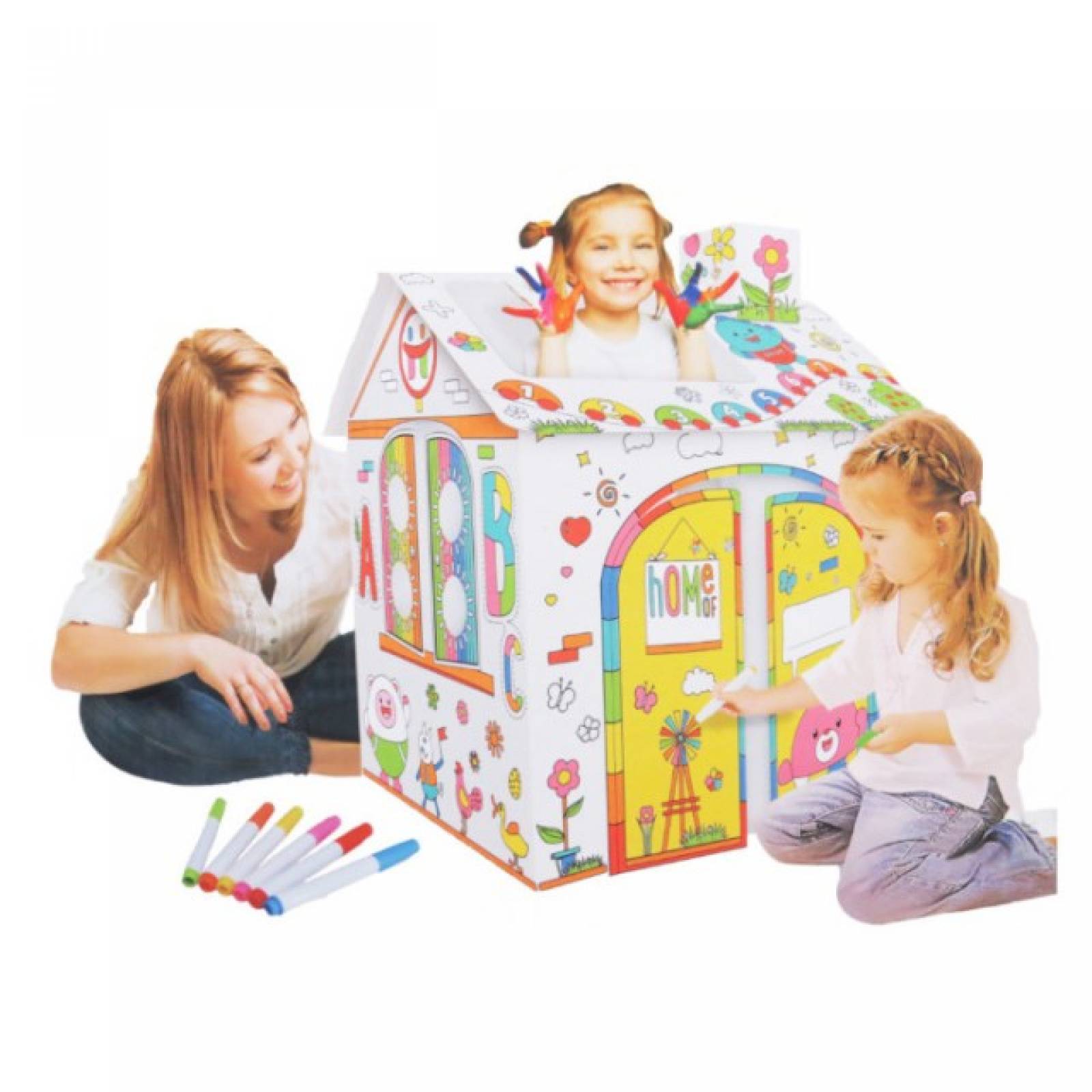 Juguete Didáctico Casita De Cartón Para Colorear