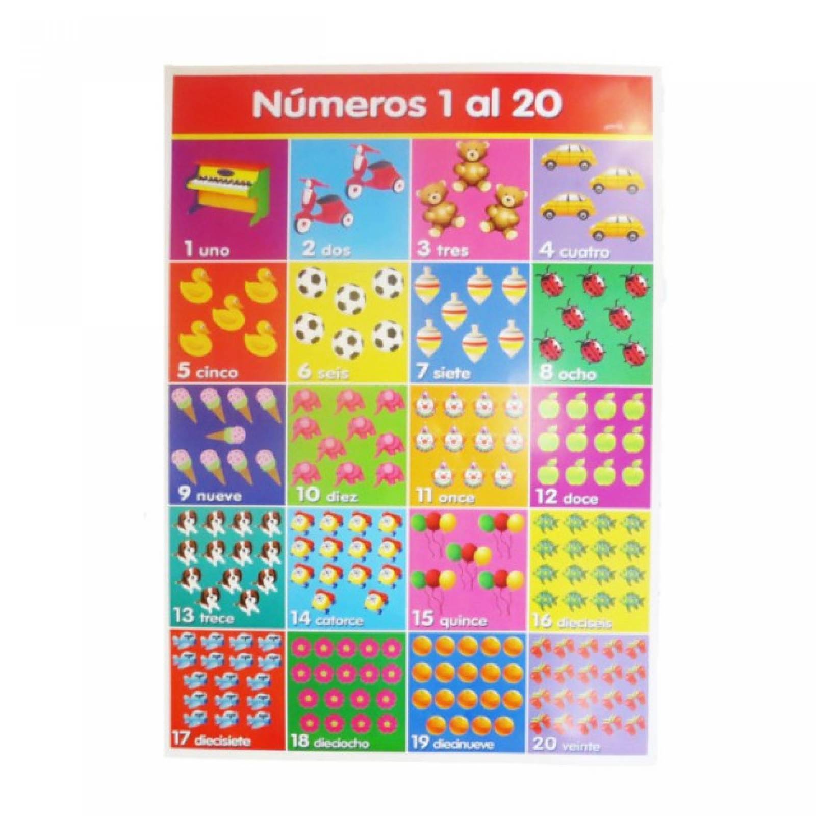 Póster didáctico Grande: Números 1 al 20 (50 x 70 cm)