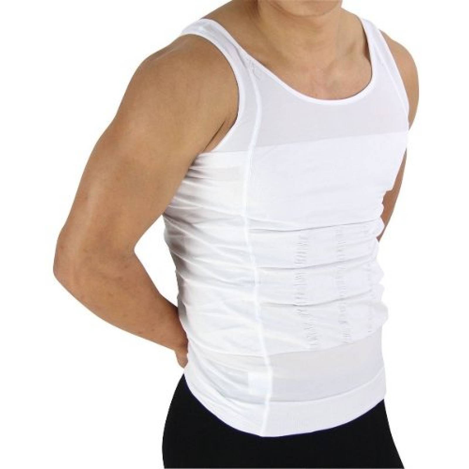 Camiseta Faja Playera Reductora  Hombre Int Tirantes Compres Slim N Lift Color Blanco L