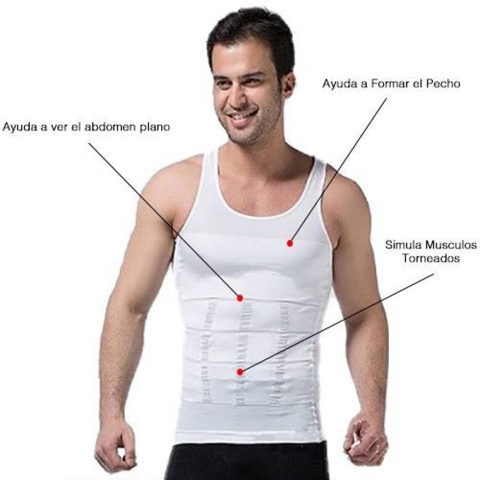 Camiseta Faja Playera Reductora  Hombre Int Tirantes Compres Slim N Lift Color Blanco L