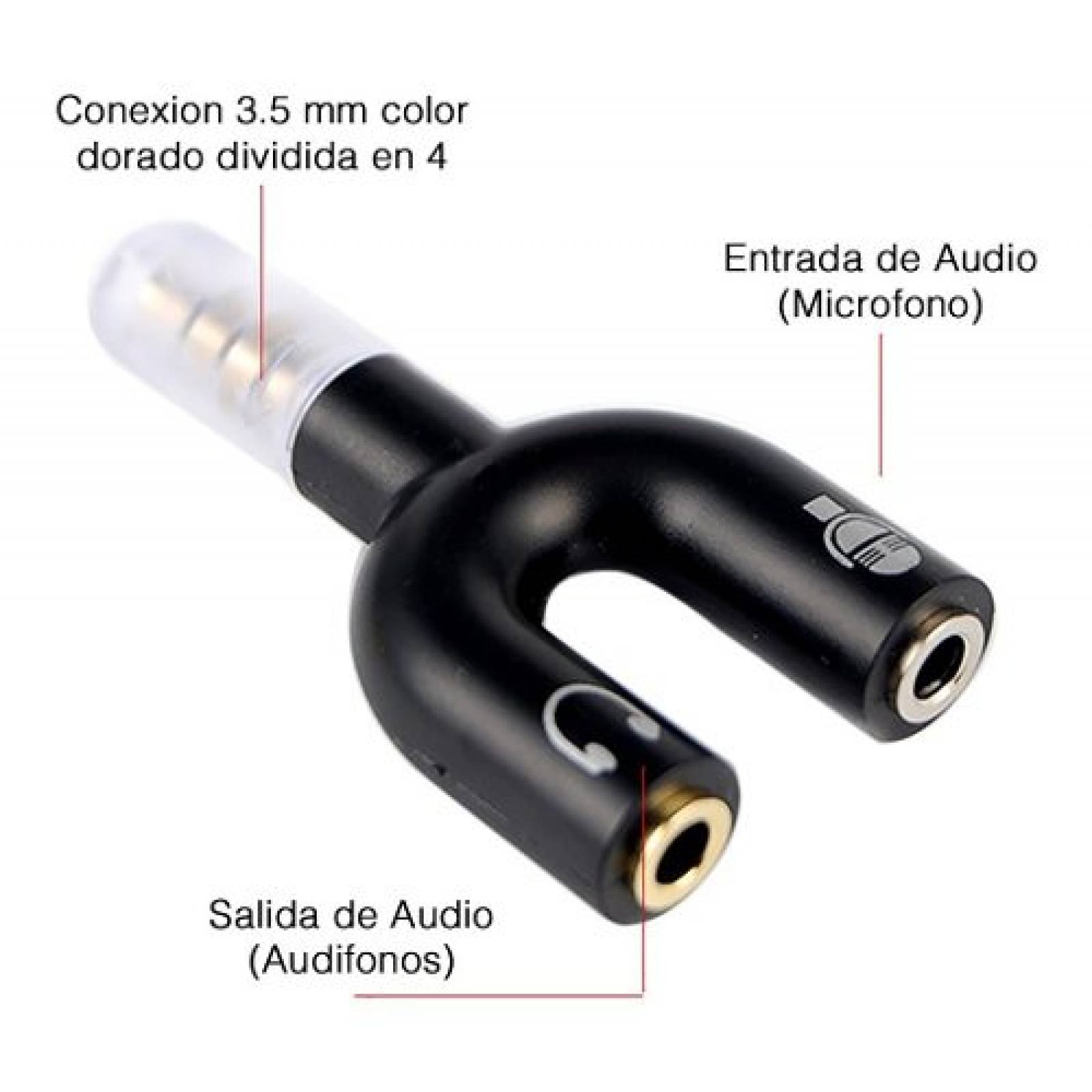 Divisor De Audio Estereo 3 5 Mm Para Microfono Y Audifonos Color Blanco