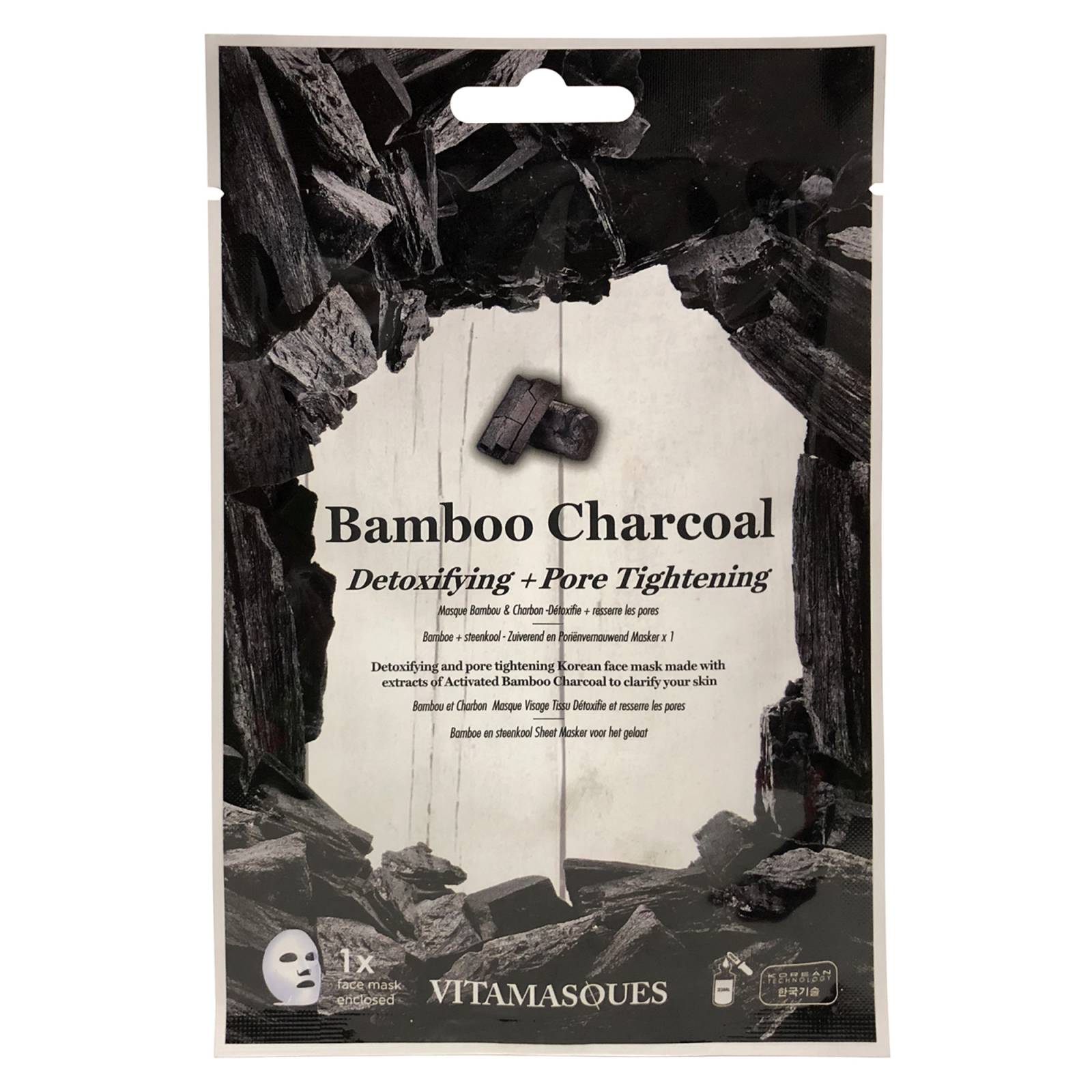 Set 4 sobres de mascarilla de Carbón de Bambú DESINTOXICA Y REDUCE POROS Vitamasque
