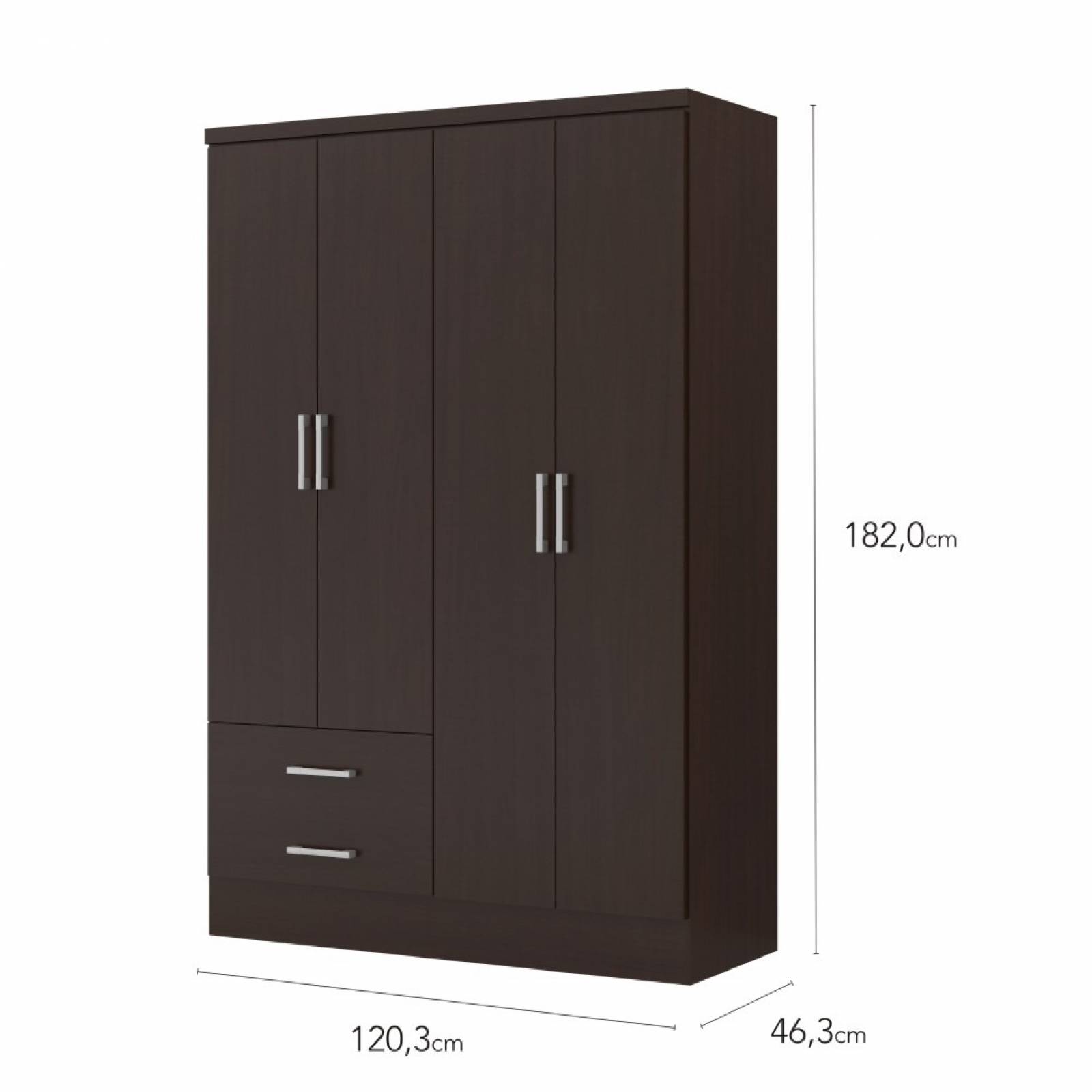 Ropero Closet Bertolini 584 4 Puertas 2 Cajones   Chocolate
