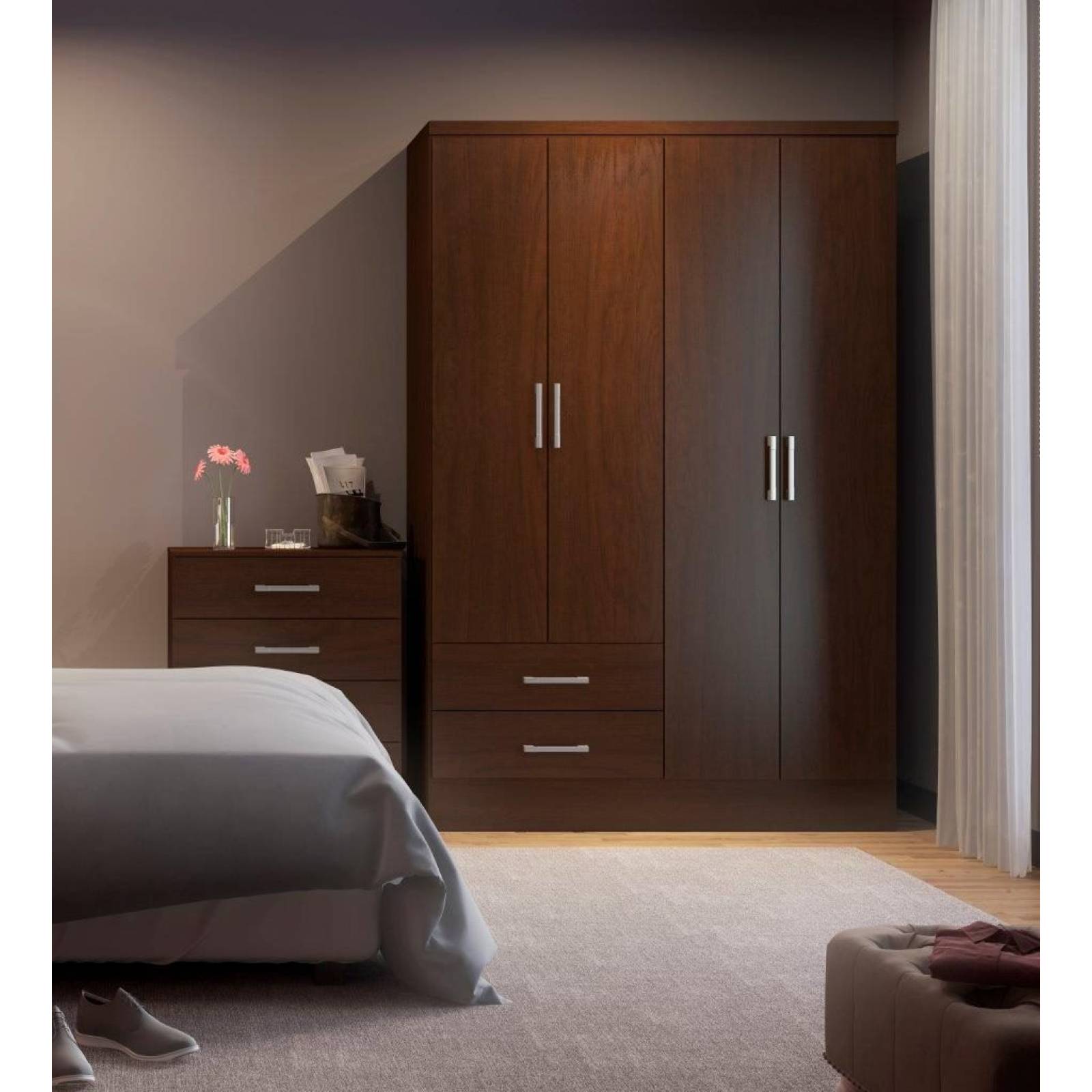 Ropero Closet Bertolini 584 4 Puertas 2 Cajones   Chocolate