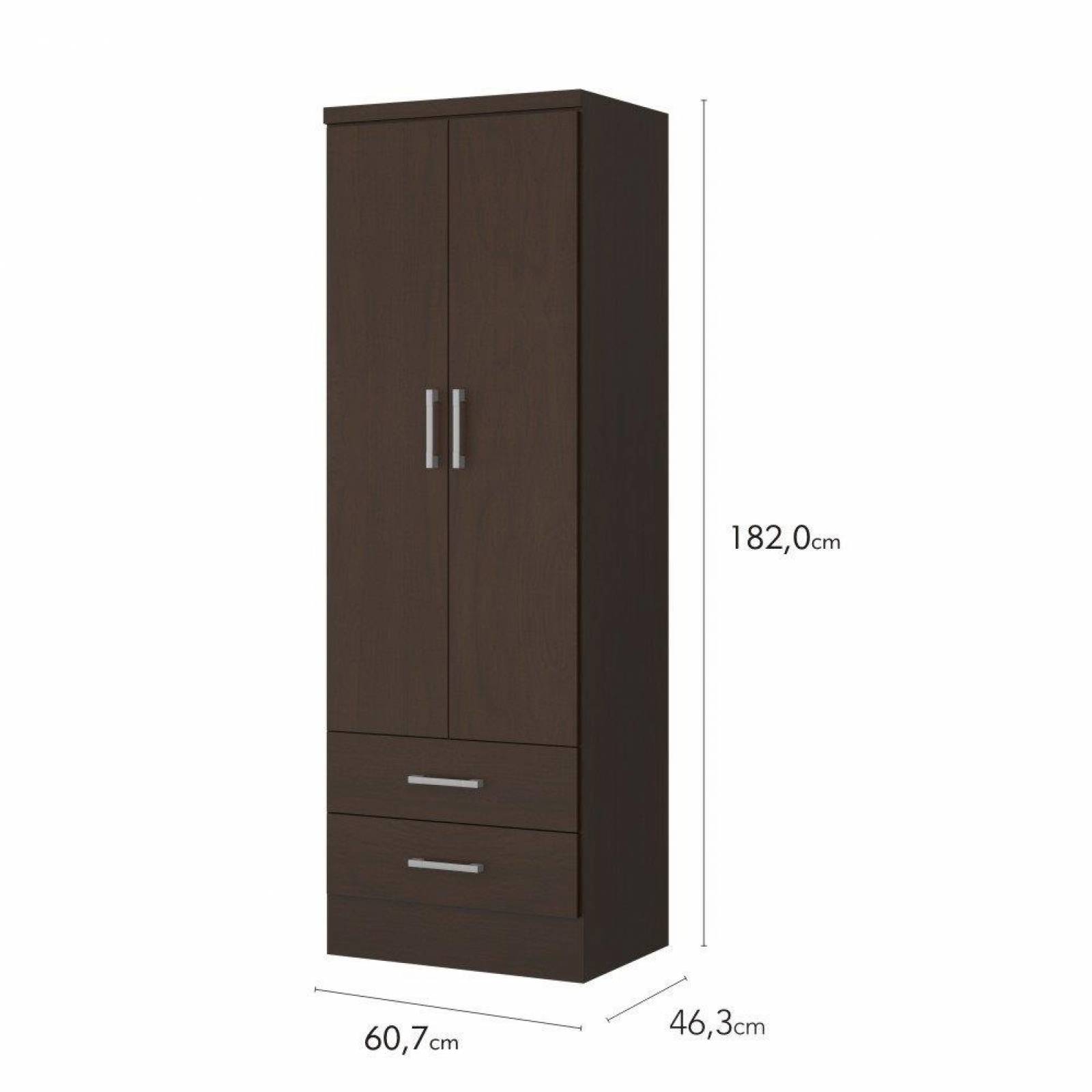 Ropero Closet Bertolini 599 2 Puertas 2 Cajones   Chocolate