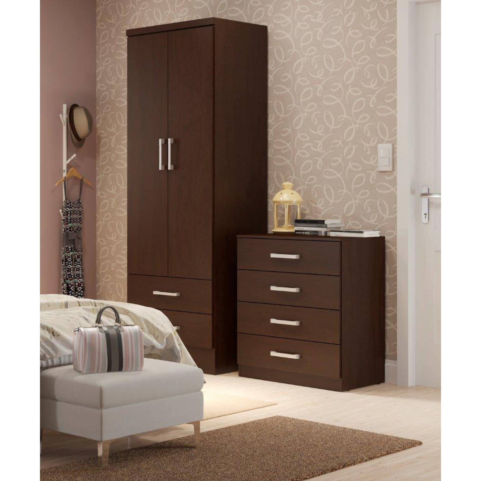 Ropero Closet Bertolini 599 2 Puertas 2 Cajones   Chocolate