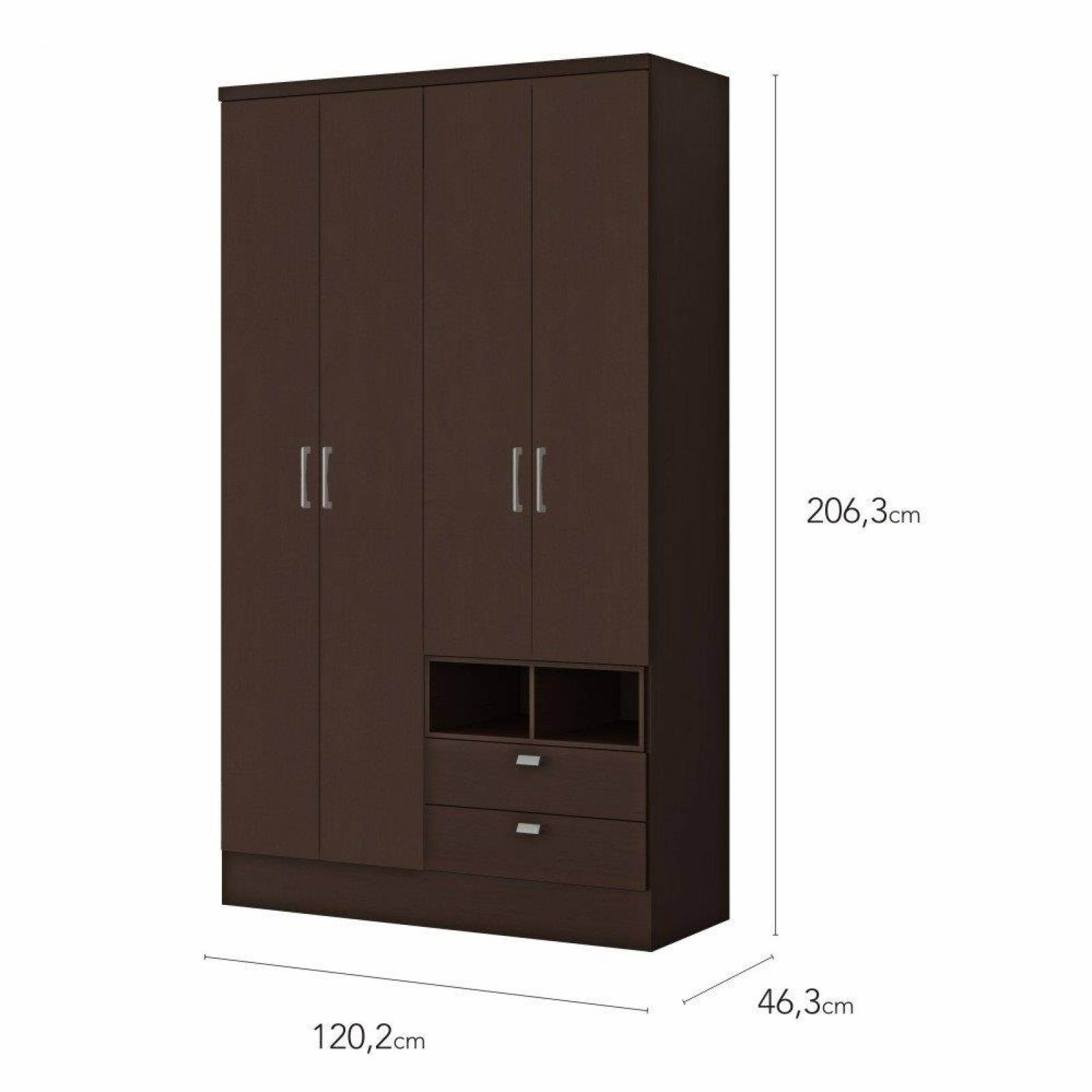 Ropero Closet Bertolini 597 4 Ptas 2 Caj Chocolate 206mts