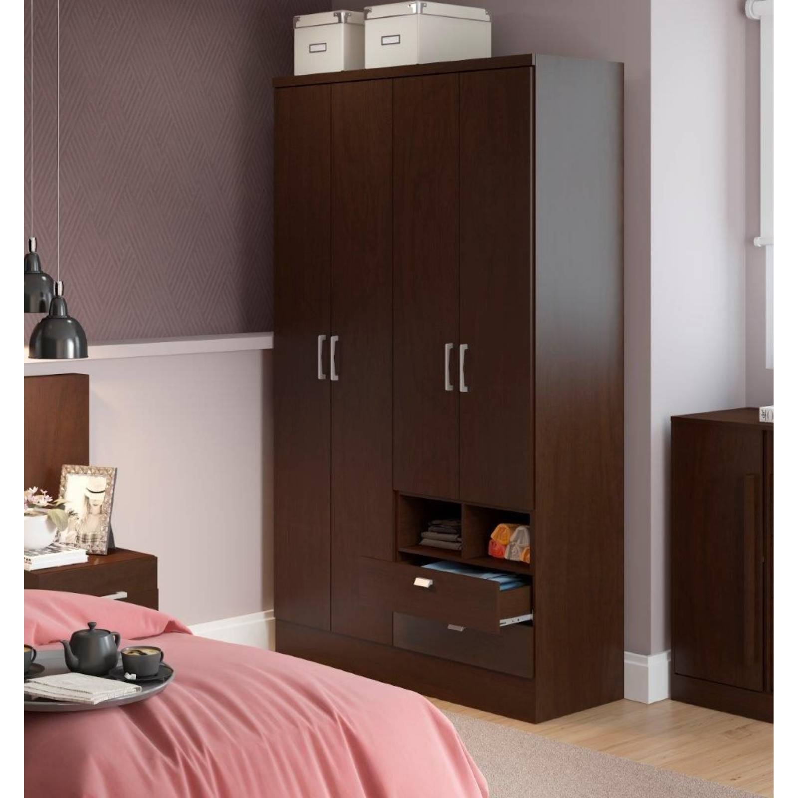 Ropero Closet Bertolini 597 4 Ptas 2 Caj Chocolate 206mts