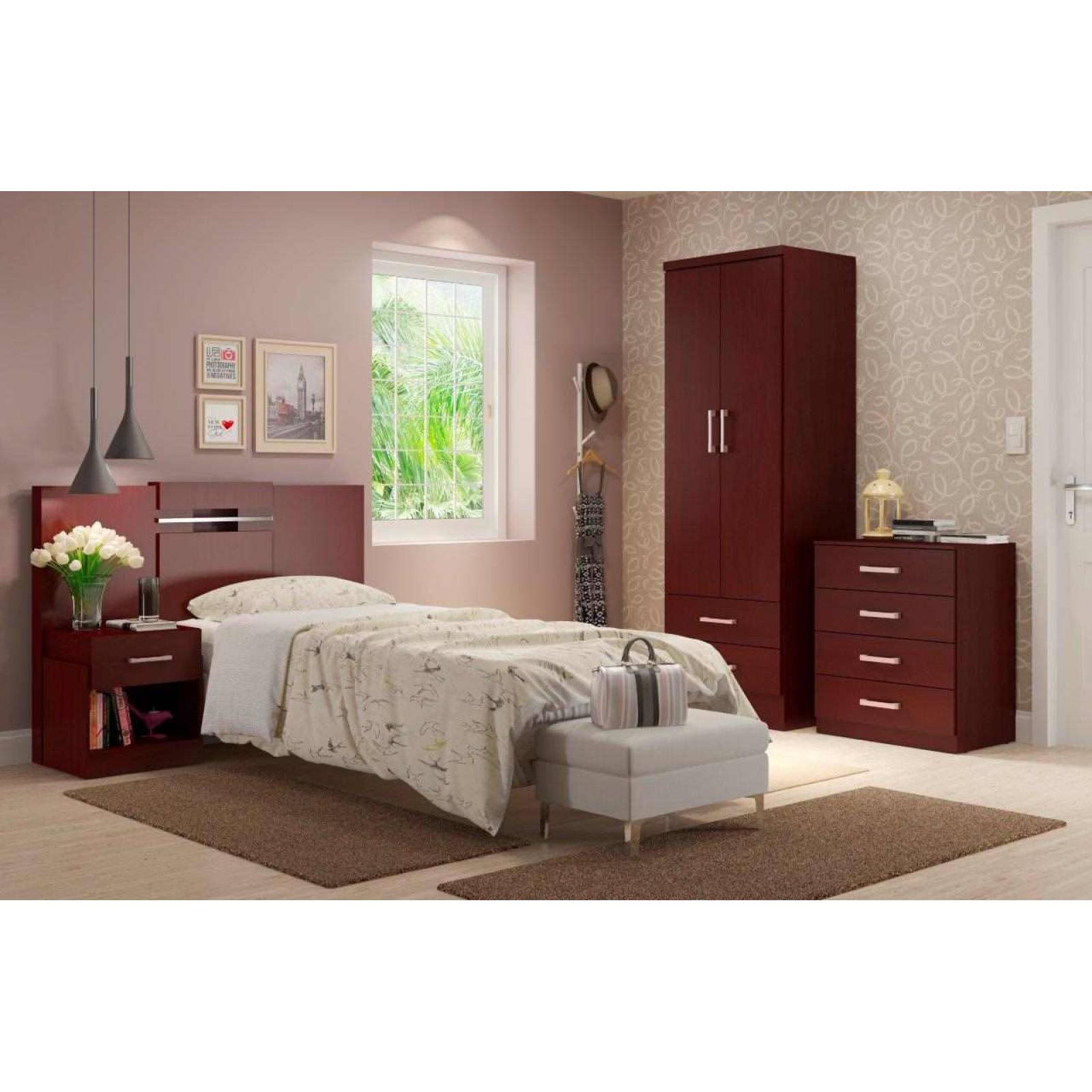 Ropero Closet Bertolini 599 2 Puertas 2 Cajones   Caoba