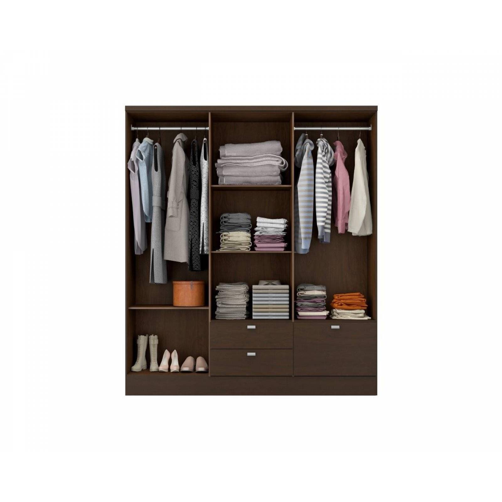 Ropero Closet Bertolini 598 6 Puertas 3 Cajones   Chocolate