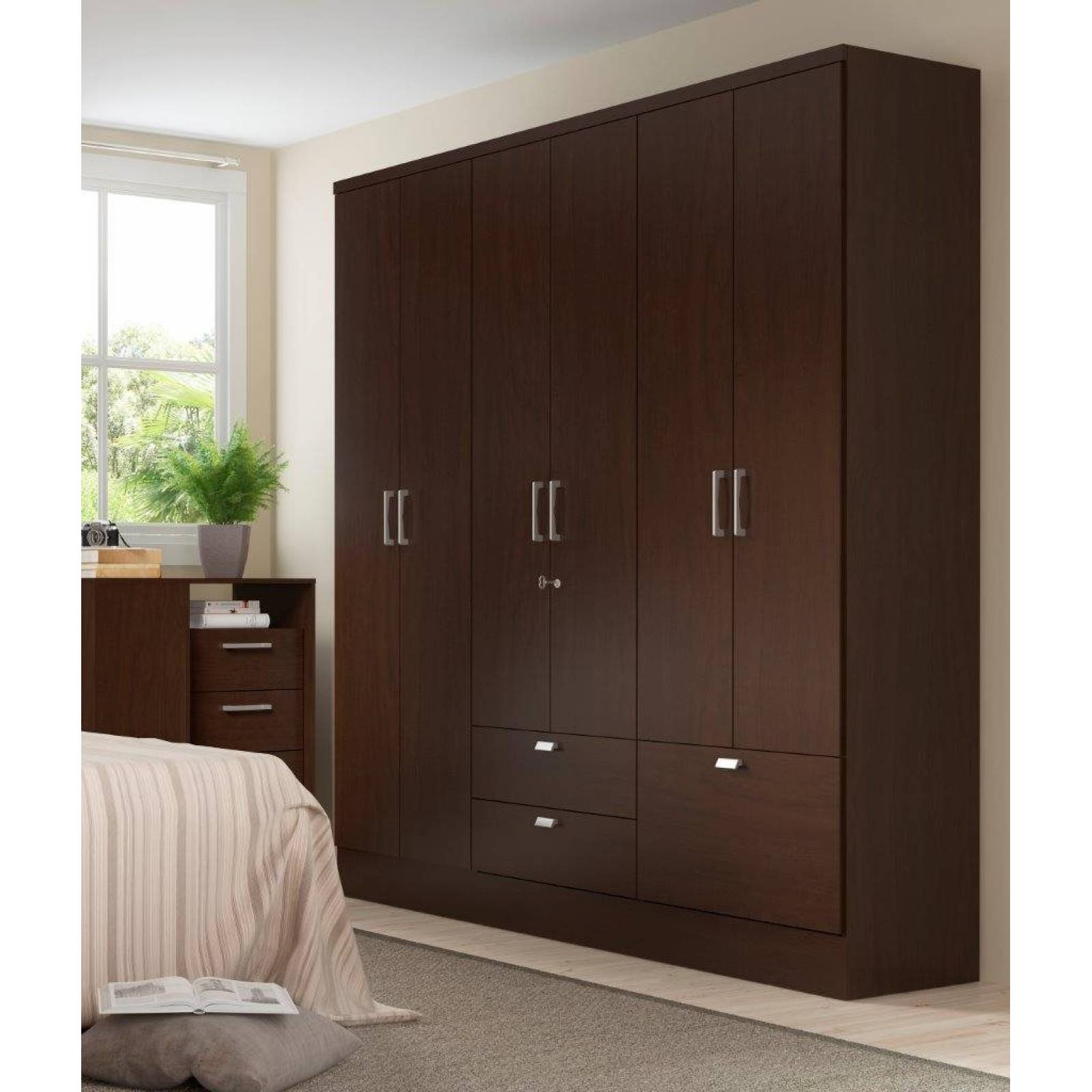 Ropero Closet Bertolini 598 6 Puertas 3 Cajones   Chocolate