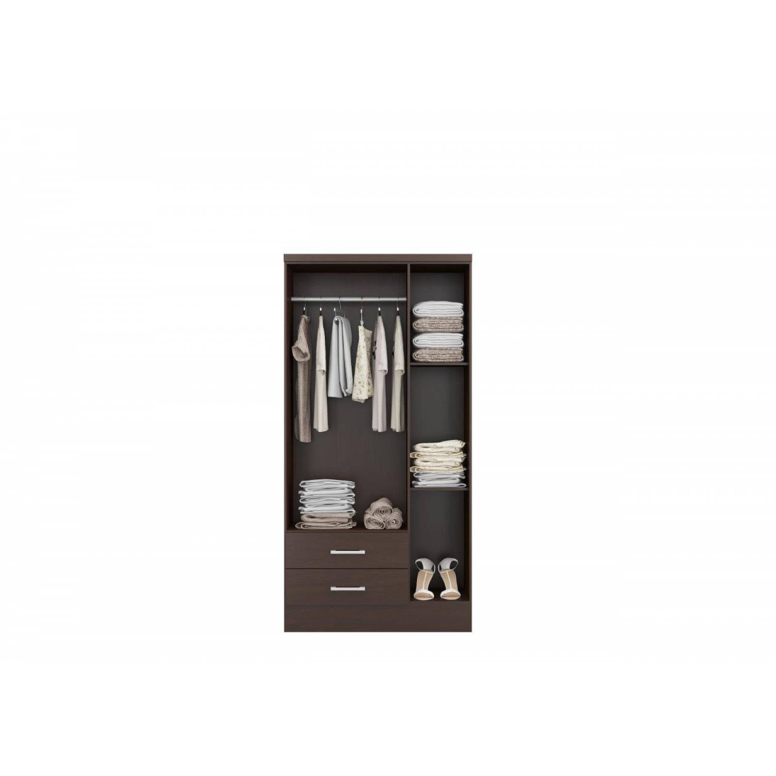 Ropero Closet Bertolini 583 3 Puertas 2 Cajones   Chocolate