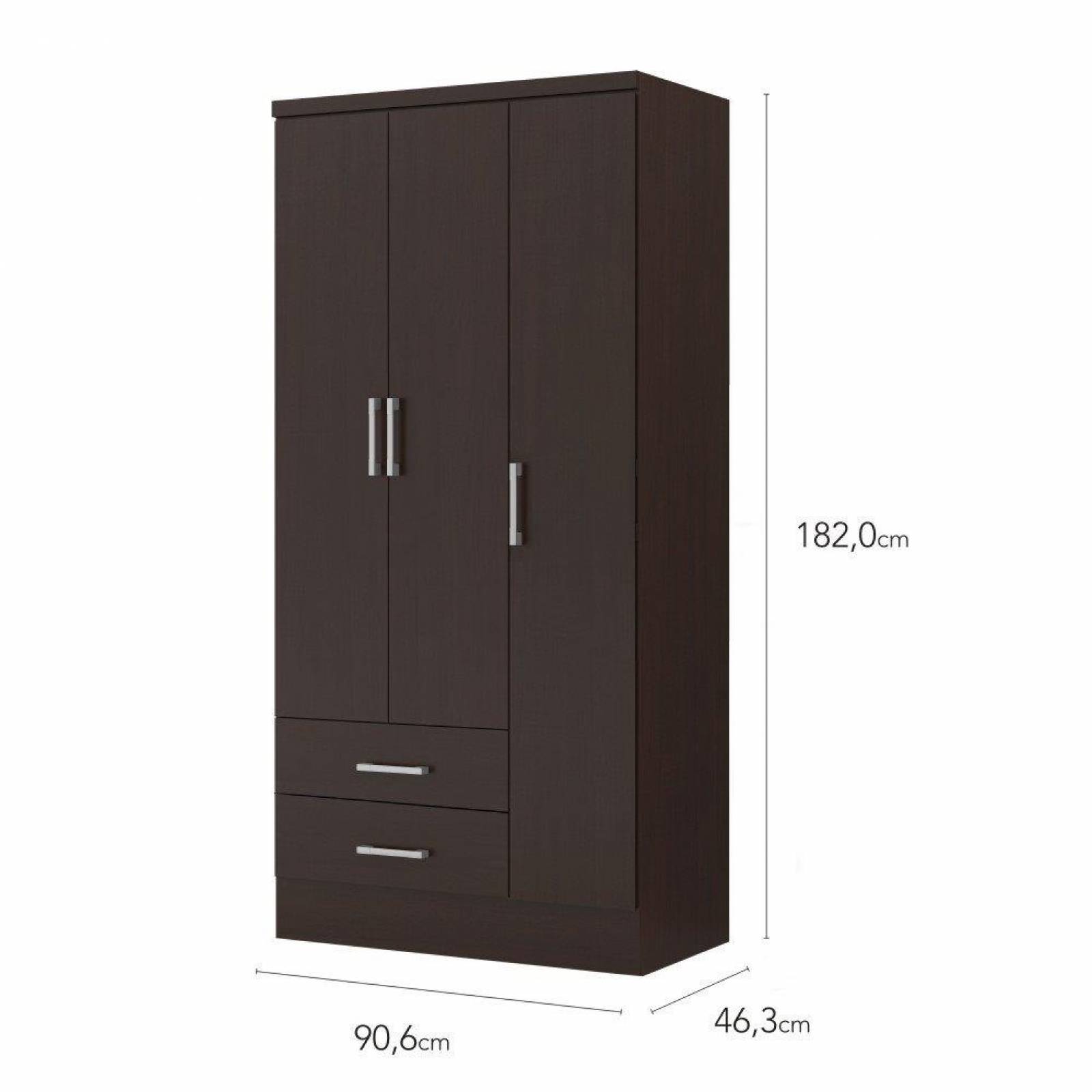 Ropero Closet Bertolini 583 3 Puertas 2 Cajones   Chocolate
