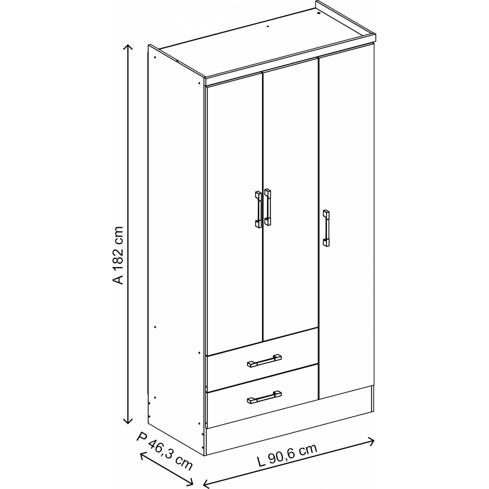 Ropero Closet Bertolini 583 3 Puertas 2 Cajones   Chocolate