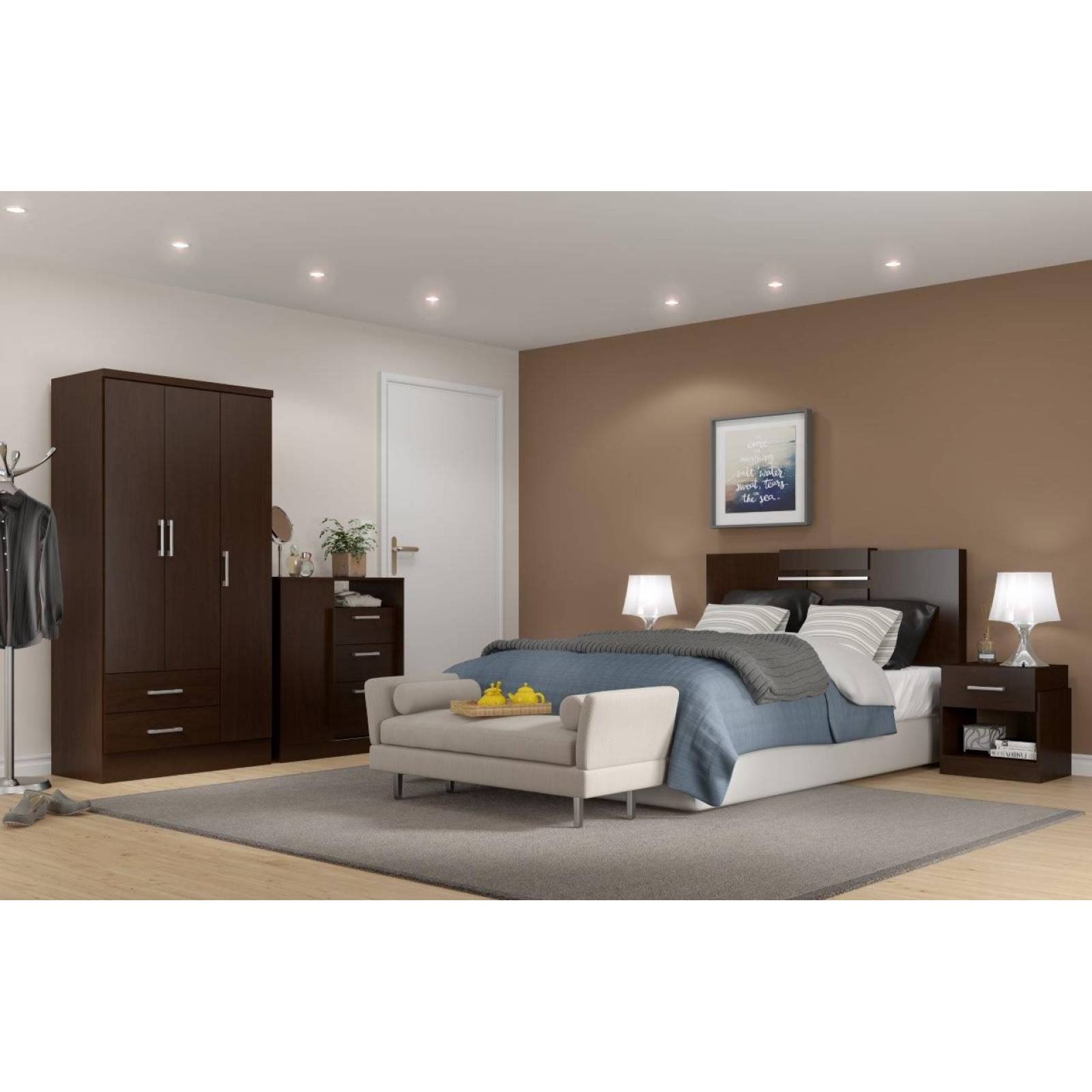 Ropero Closet Bertolini 583 3 Puertas 2 Cajones   Chocolate