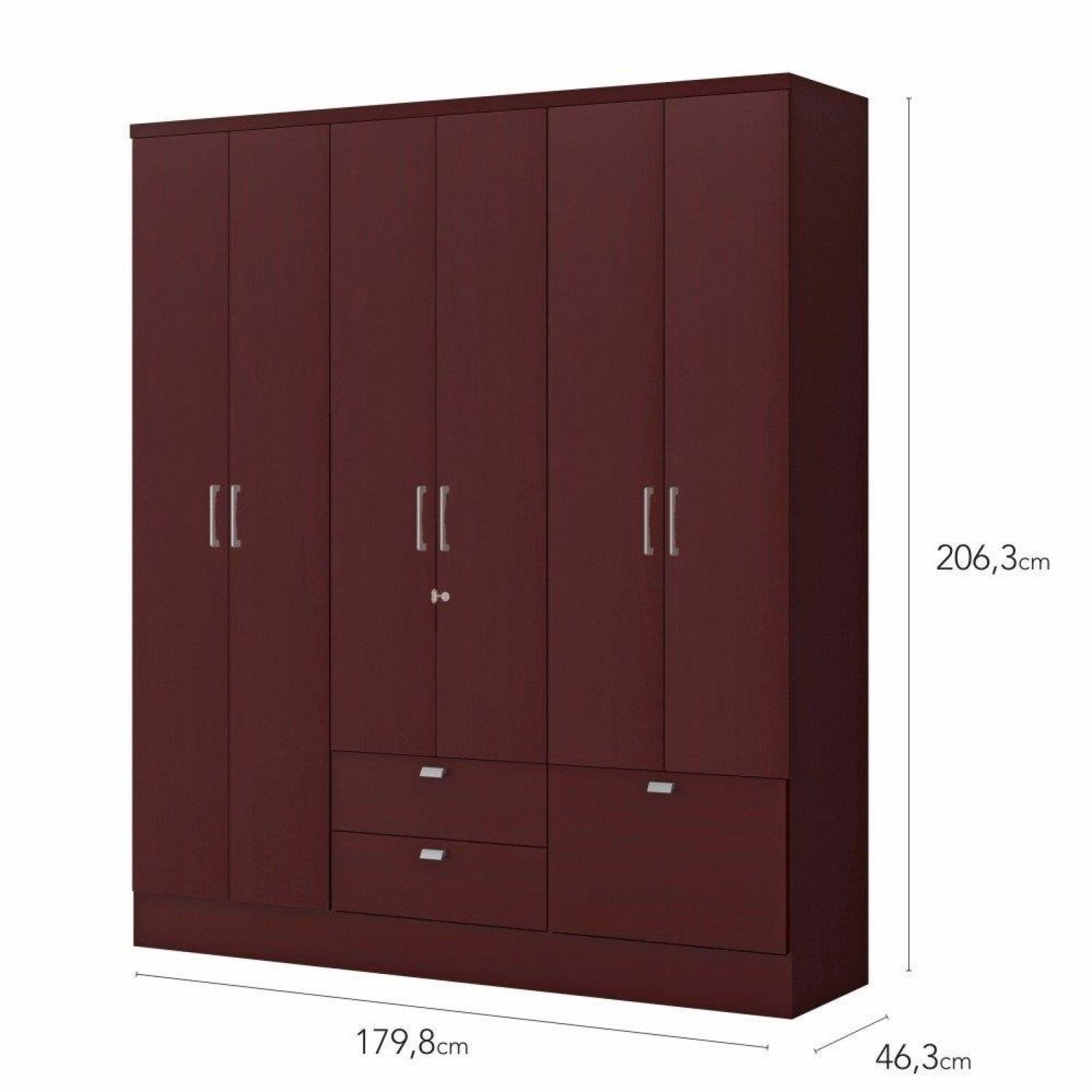 Ropero Closet Bertolini 598 6 Puertas 3 Cajones   Caoba