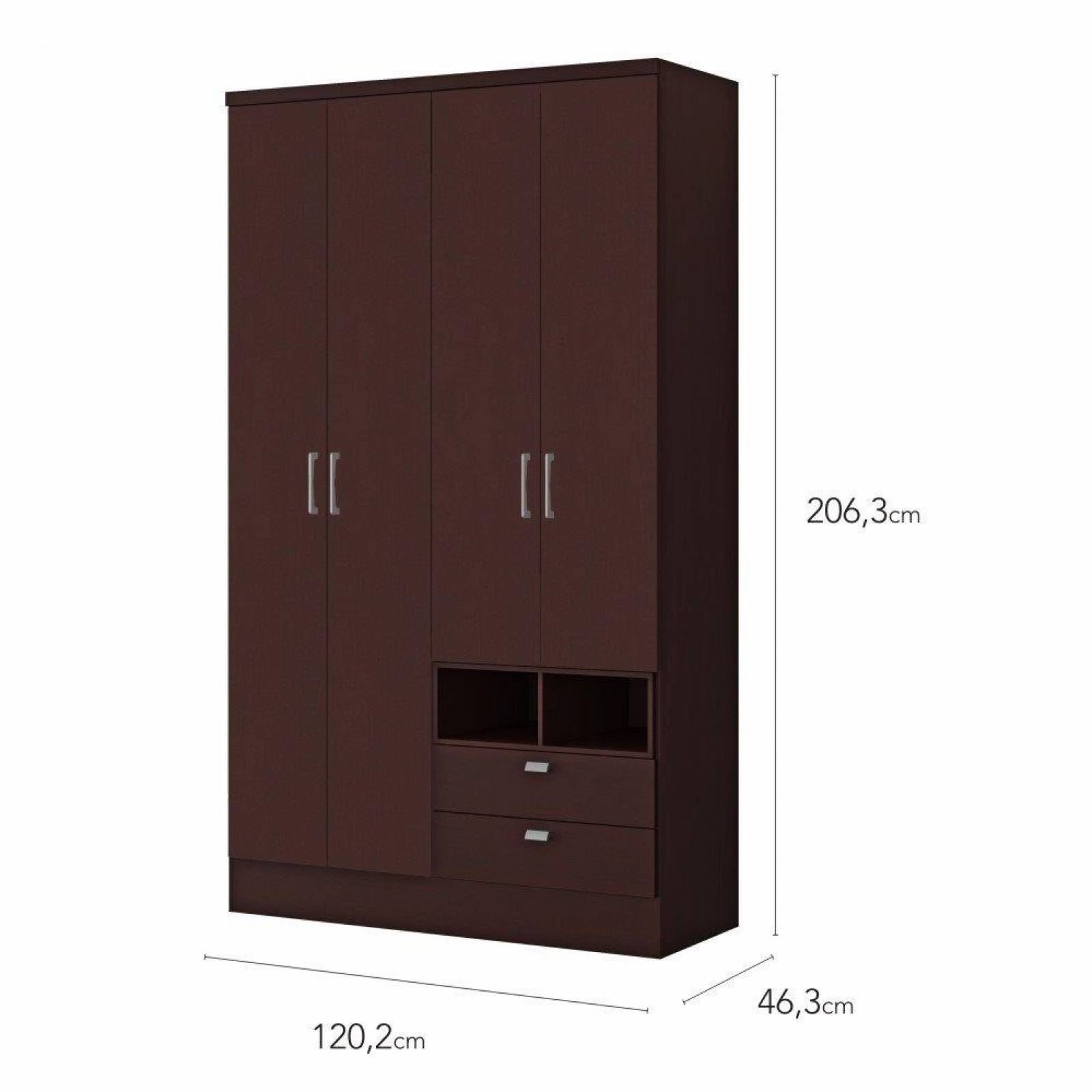 Ropero Closet Bertolini 597 4 Ptas 2 Cajones Caoba 206mts