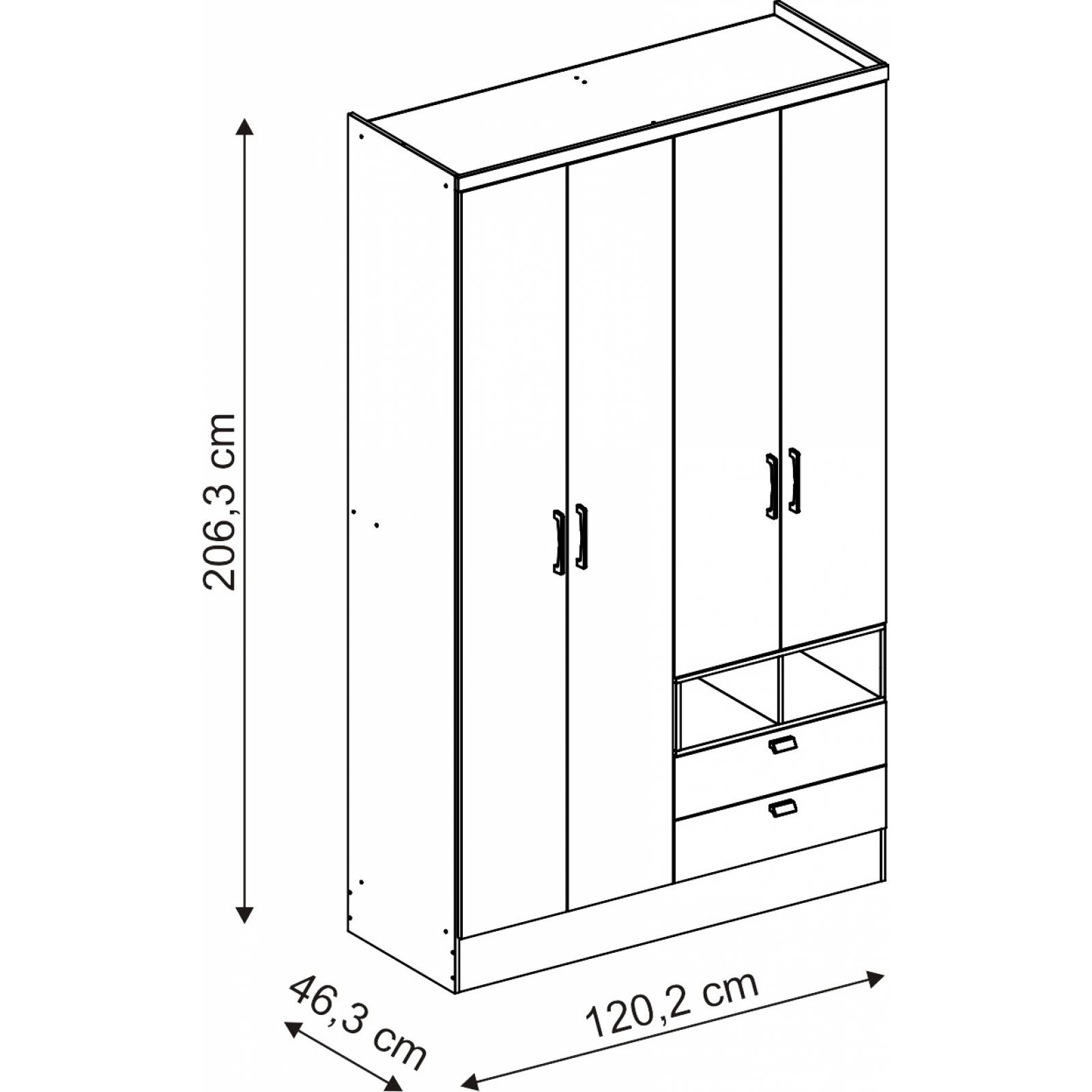 Ropero Closet Bertolini 597 4 Ptas 2 Cajones Caoba 206mts