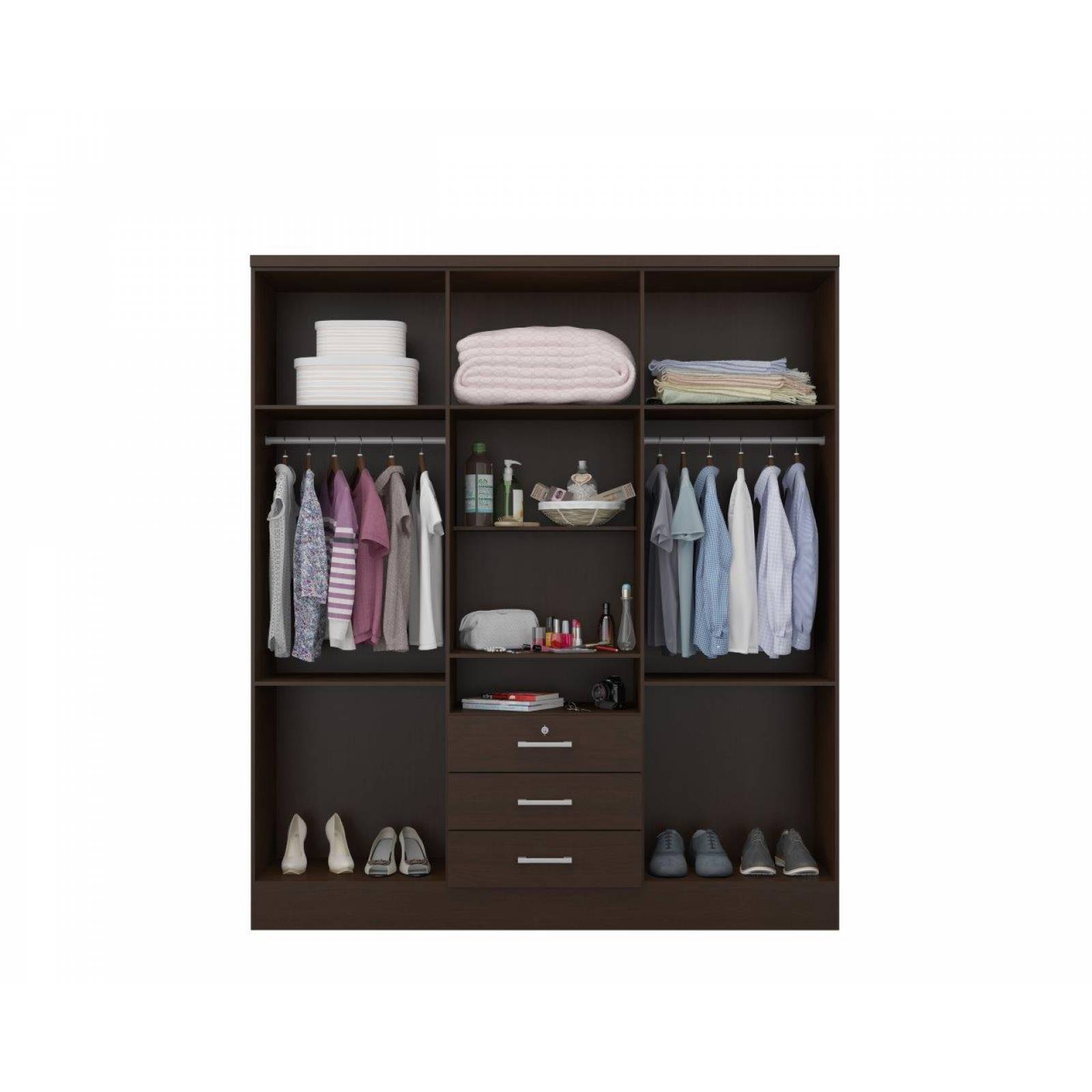 Ropero Closet Bertolini 588 7 Puertas 3 Cajones   Chocolate