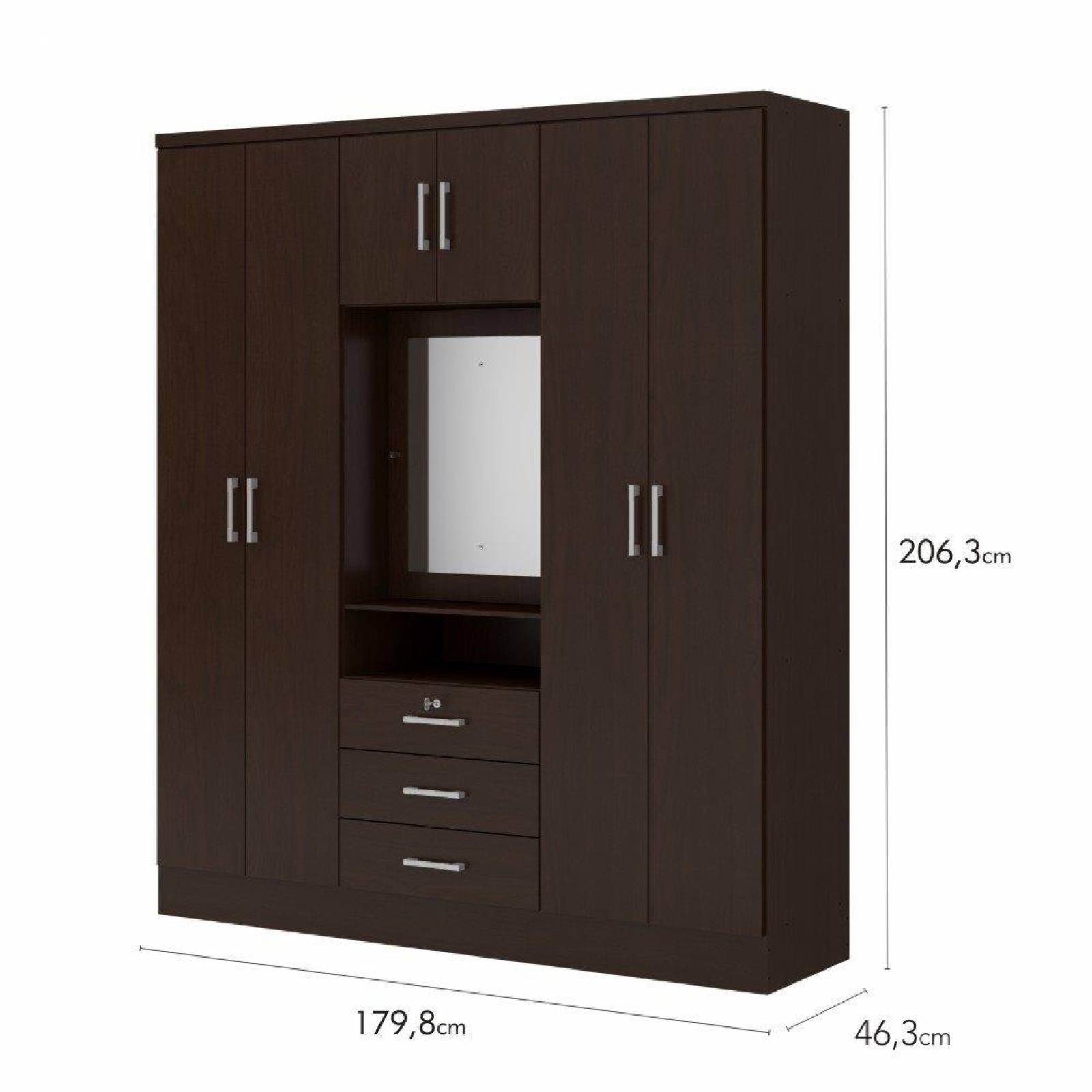 Ropero Closet Bertolini 588 7 Puertas 3 Cajones   Chocolate