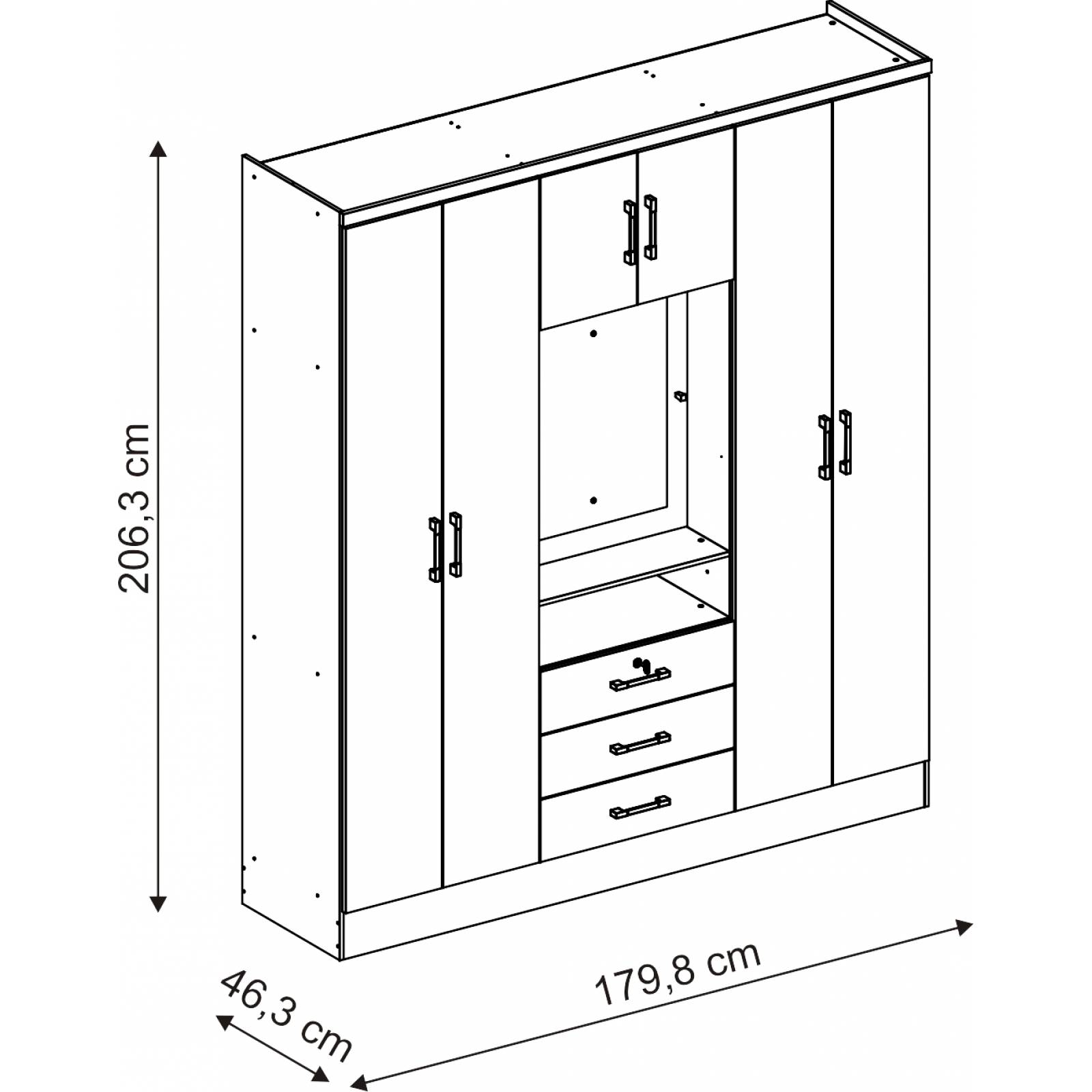 Ropero Closet Bertolini 588 7 Puertas 3 Cajones   Chocolate
