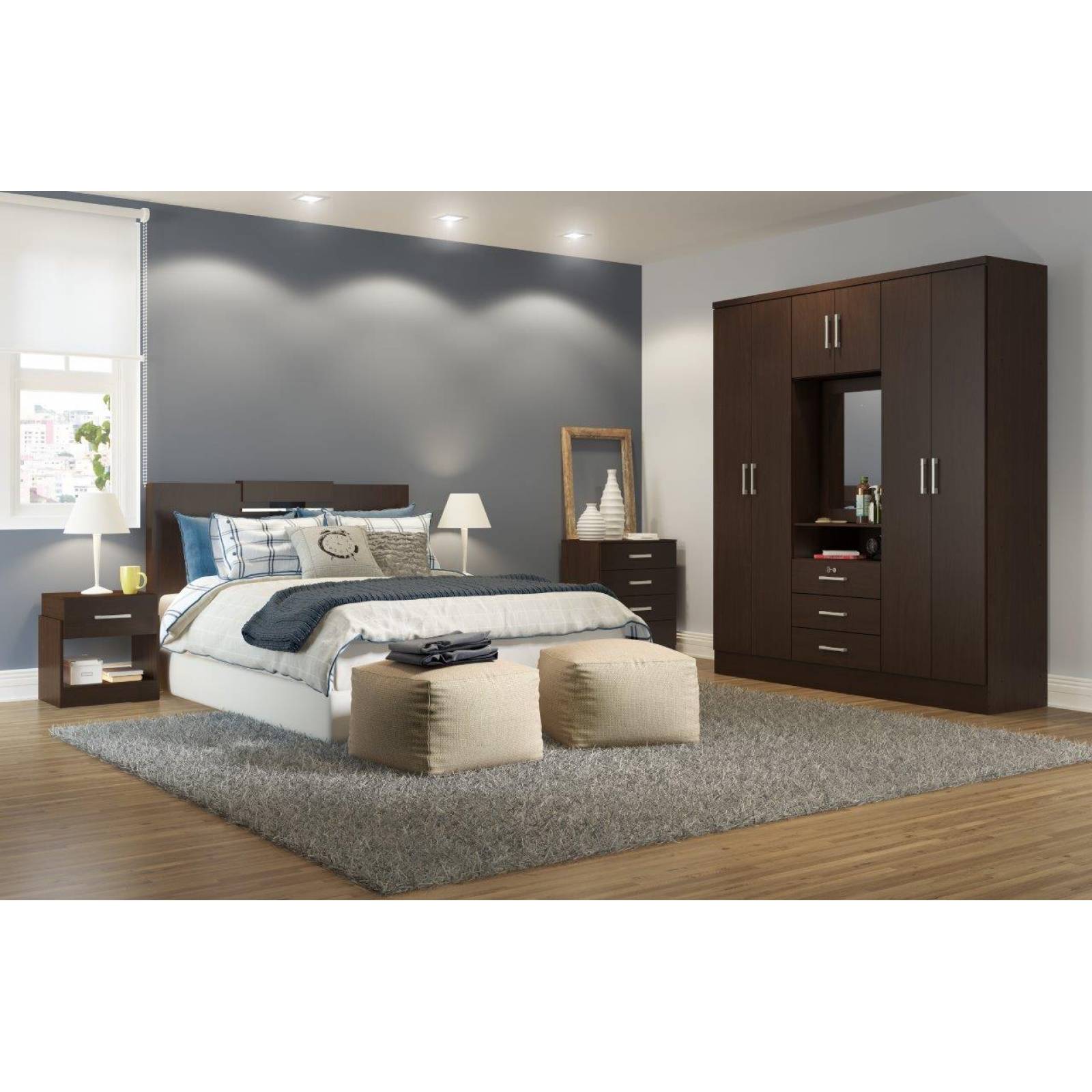 Ropero Closet Bertolini 588 7 Puertas 3 Cajones   Chocolate