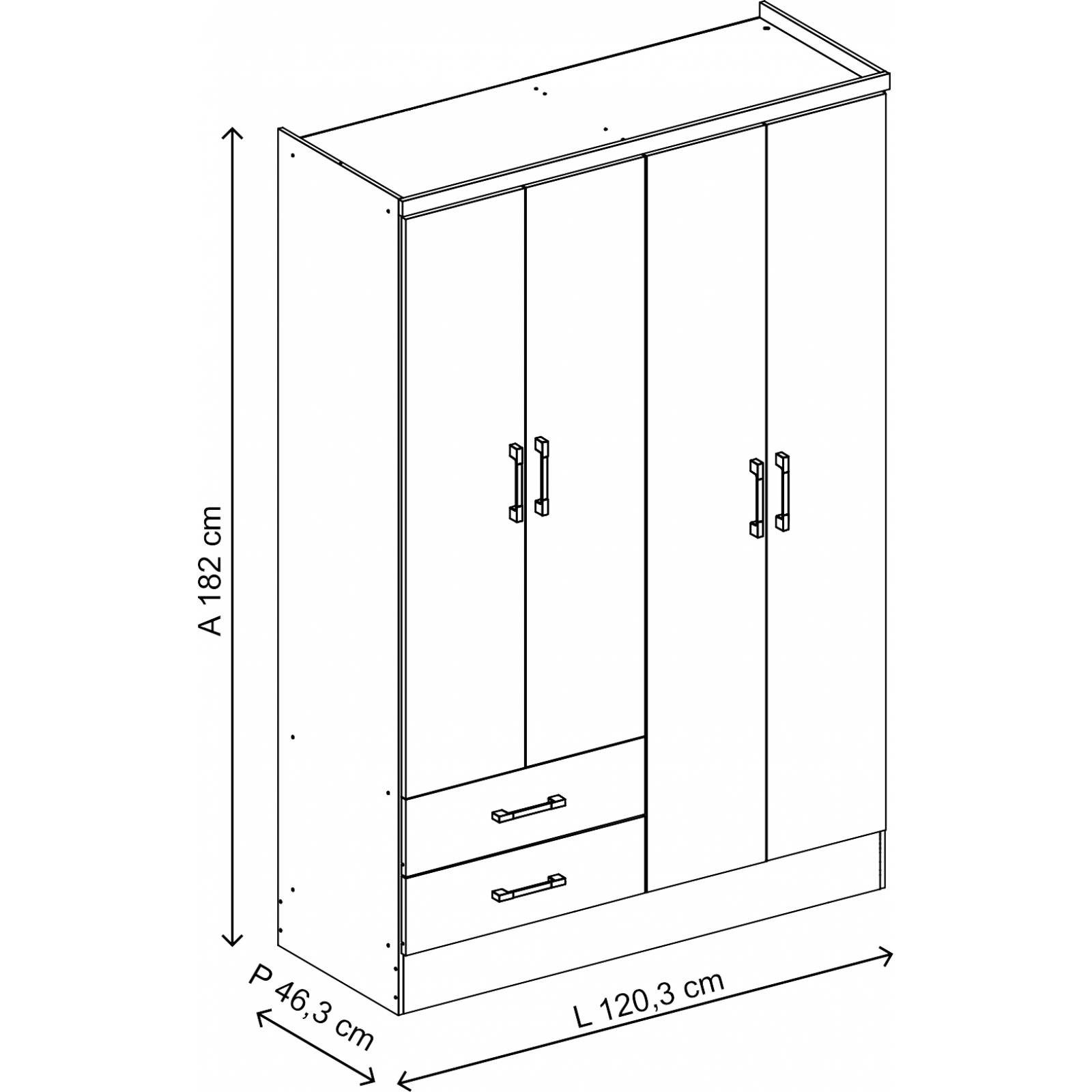 Ropero Closet Bertolini 584 4 Puertas 2 Cajones Caoba