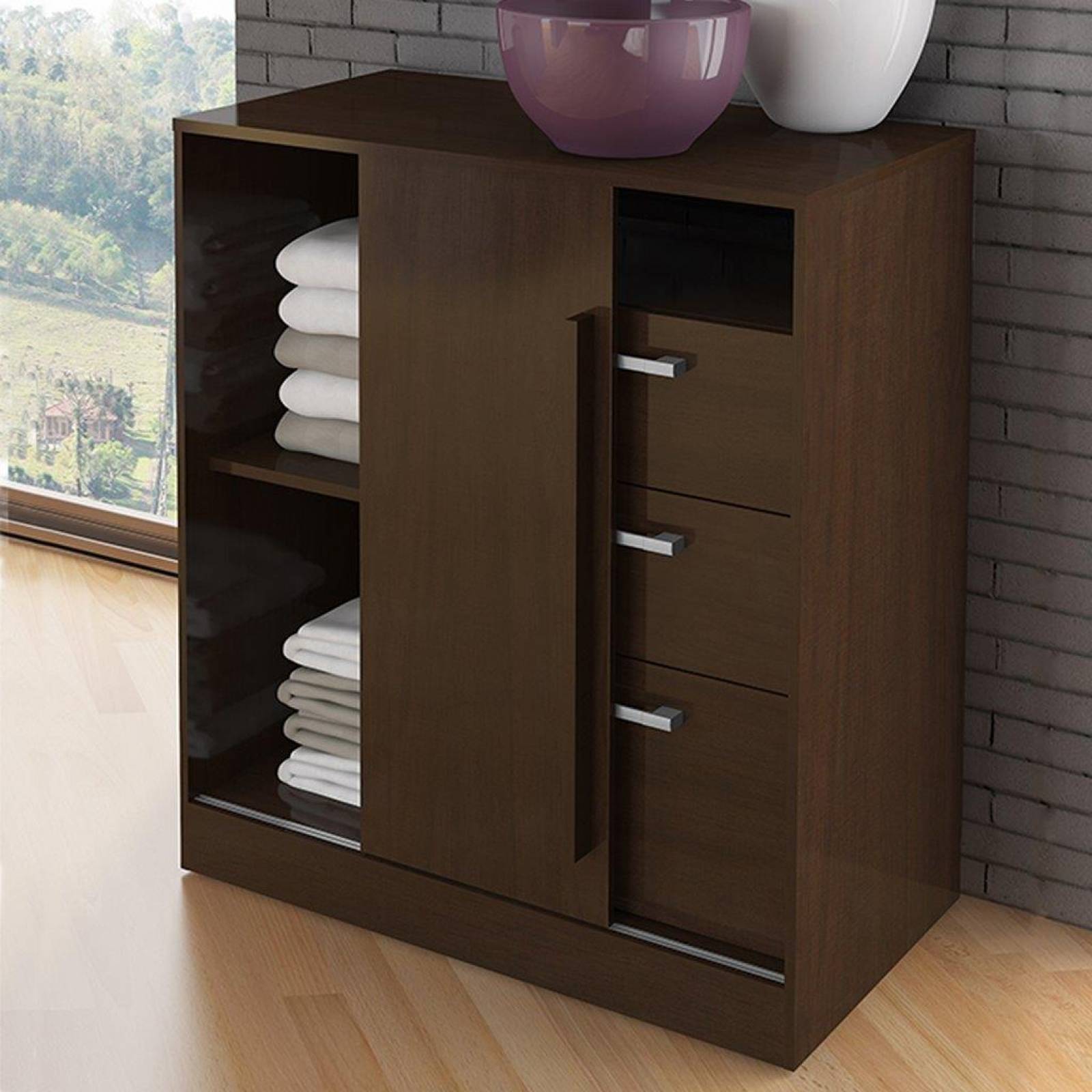 Cómoda Cajonera Zapatero Bertolini 574 1 Pta 3 Caj Chocolate