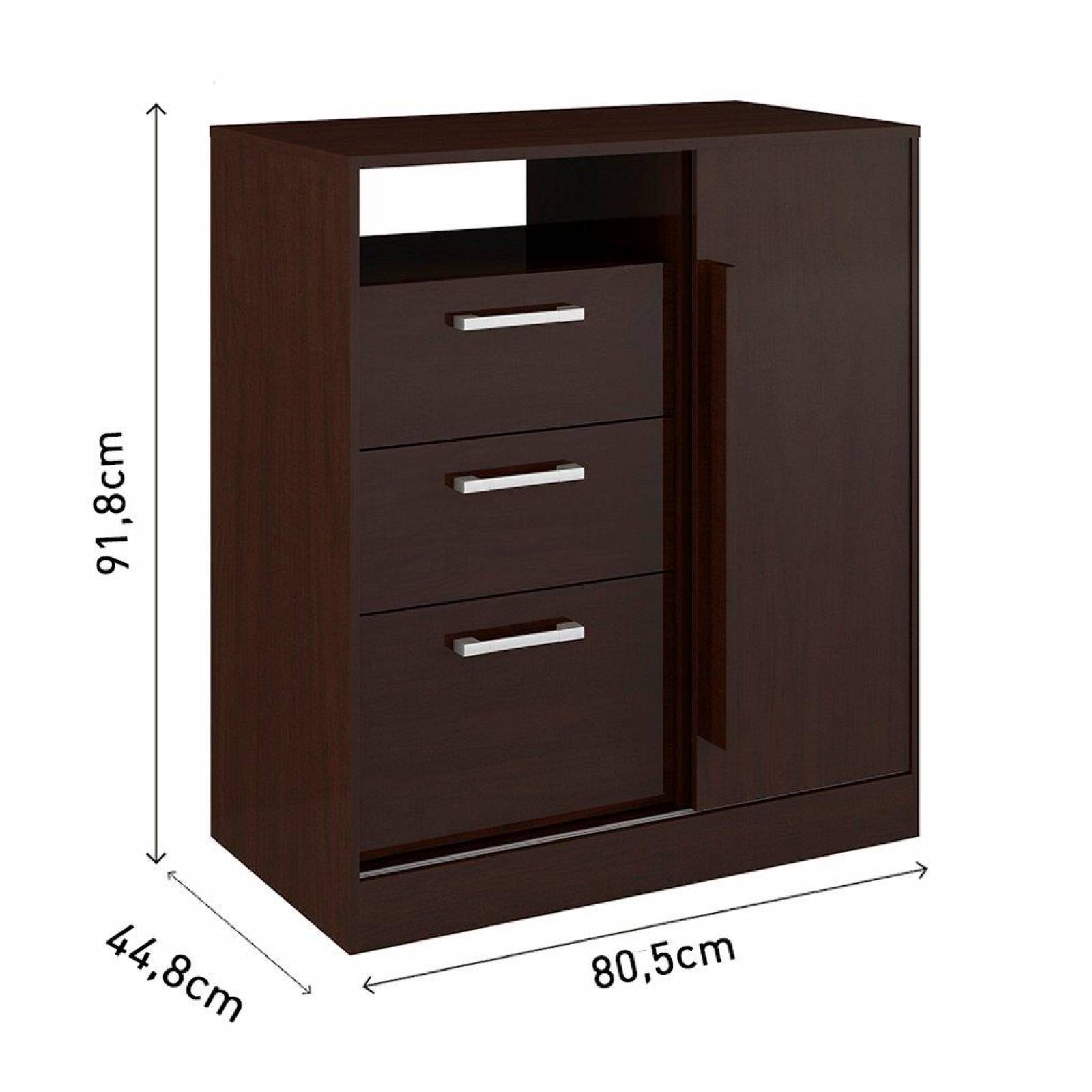 Cómoda Cajonera Zapatero Bertolini 574 1 Pta 3 Caj Chocolate