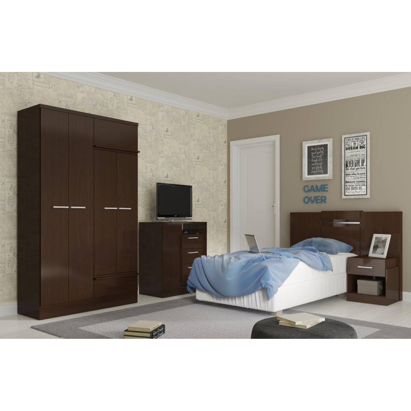Cómoda Cajonera Zapatero Bertolini 574 1 Pta 3 Caj Chocolate