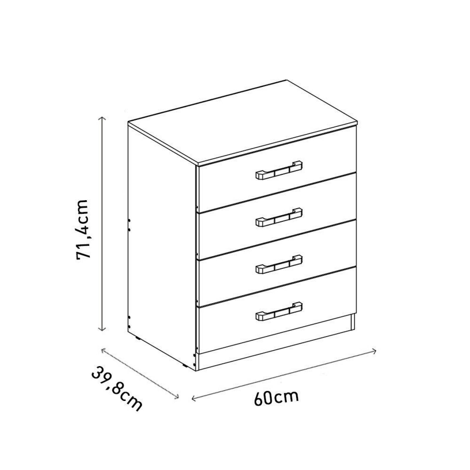 Cómoda Cajonera Bertolini 565 4 Cajones   Chocolate
