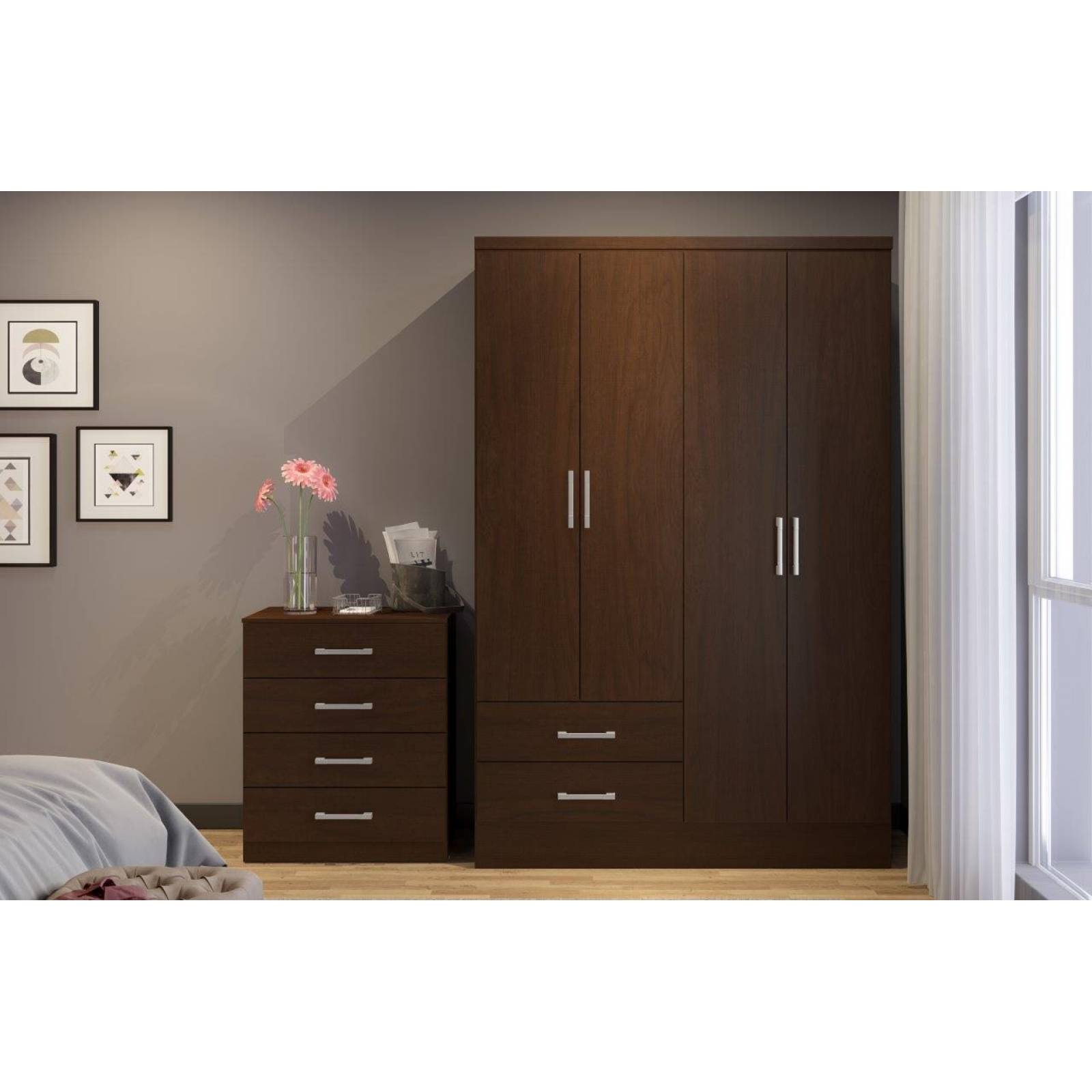 Cómoda Cajonera Bertolini 565 4 Cajones   Chocolate