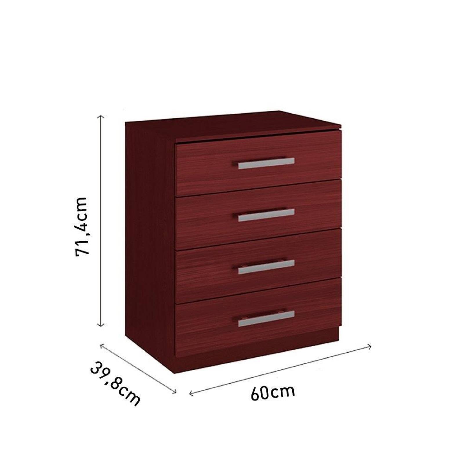 Cómoda Cajonera Bertolini 565 4 Cajones Caoba