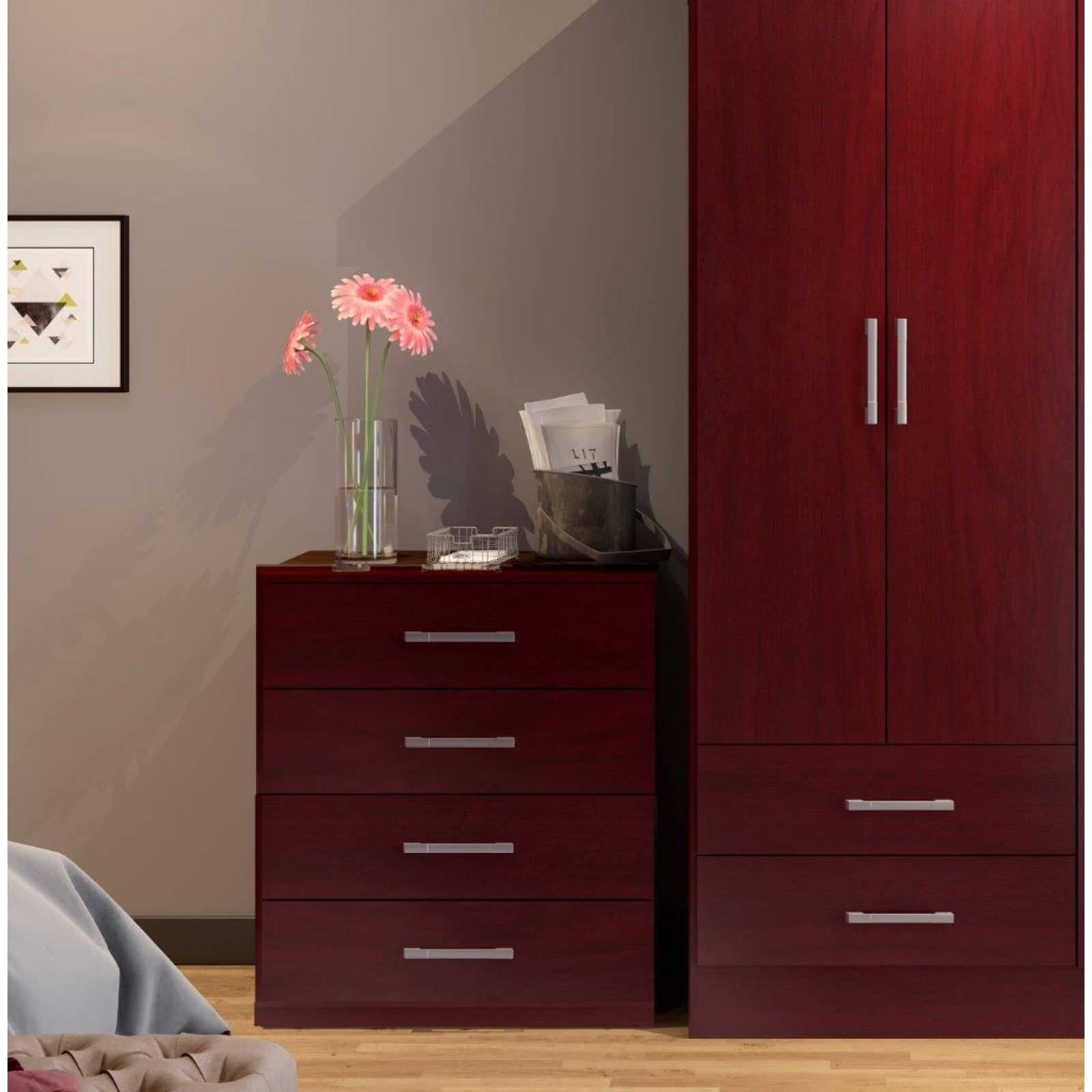 Cómoda Cajonera Bertolini 565 4 Cajones Caoba
