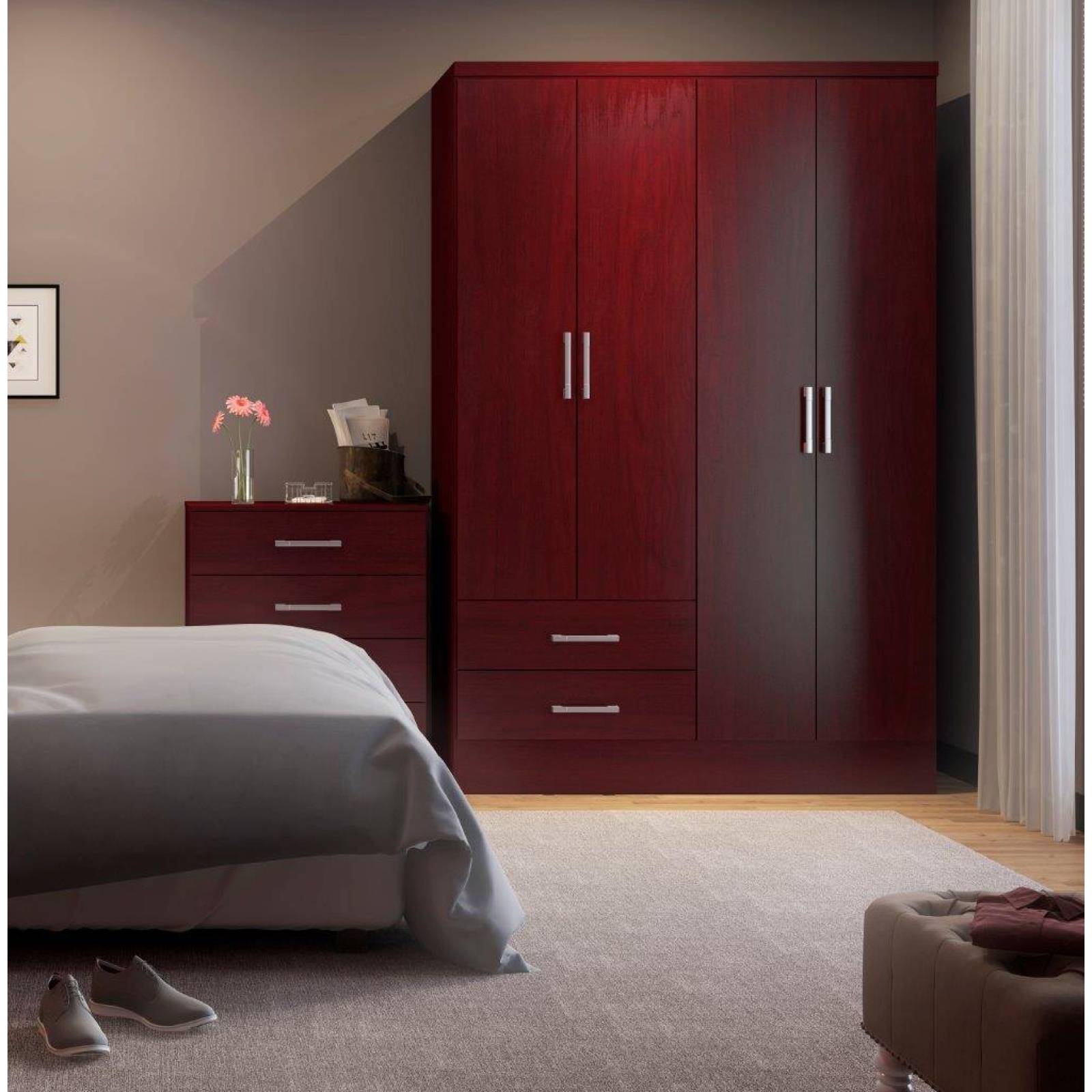 Cómoda Cajonera Bertolini 565 4 Cajones Caoba