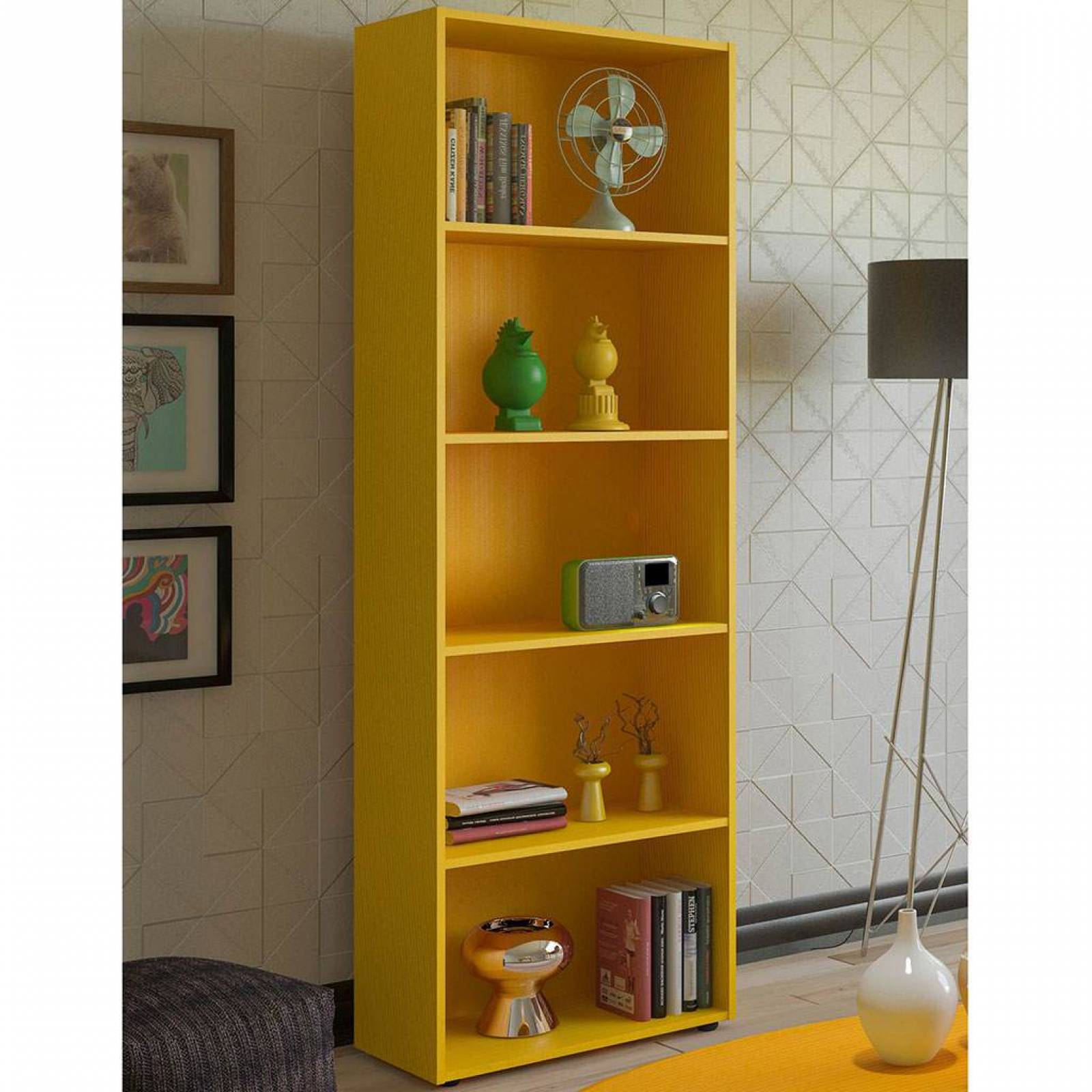 Estantería Librero Biblioteca Bertolini Multy Amarillo