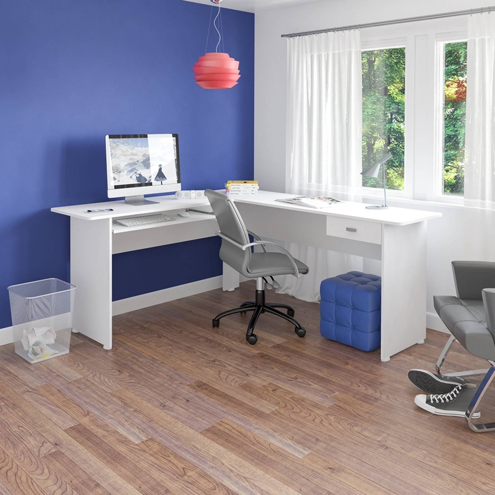 Escritorio Mesa De Computo Bertolini Cannes Blanco