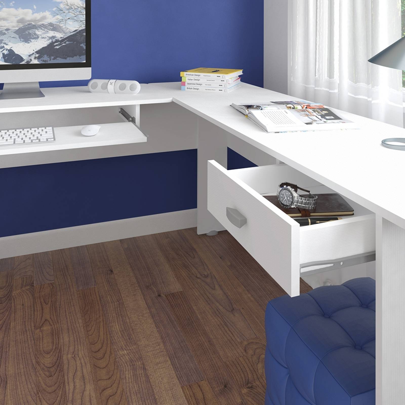 Escritorio Mesa De Computo Bertolini Cannes Blanco