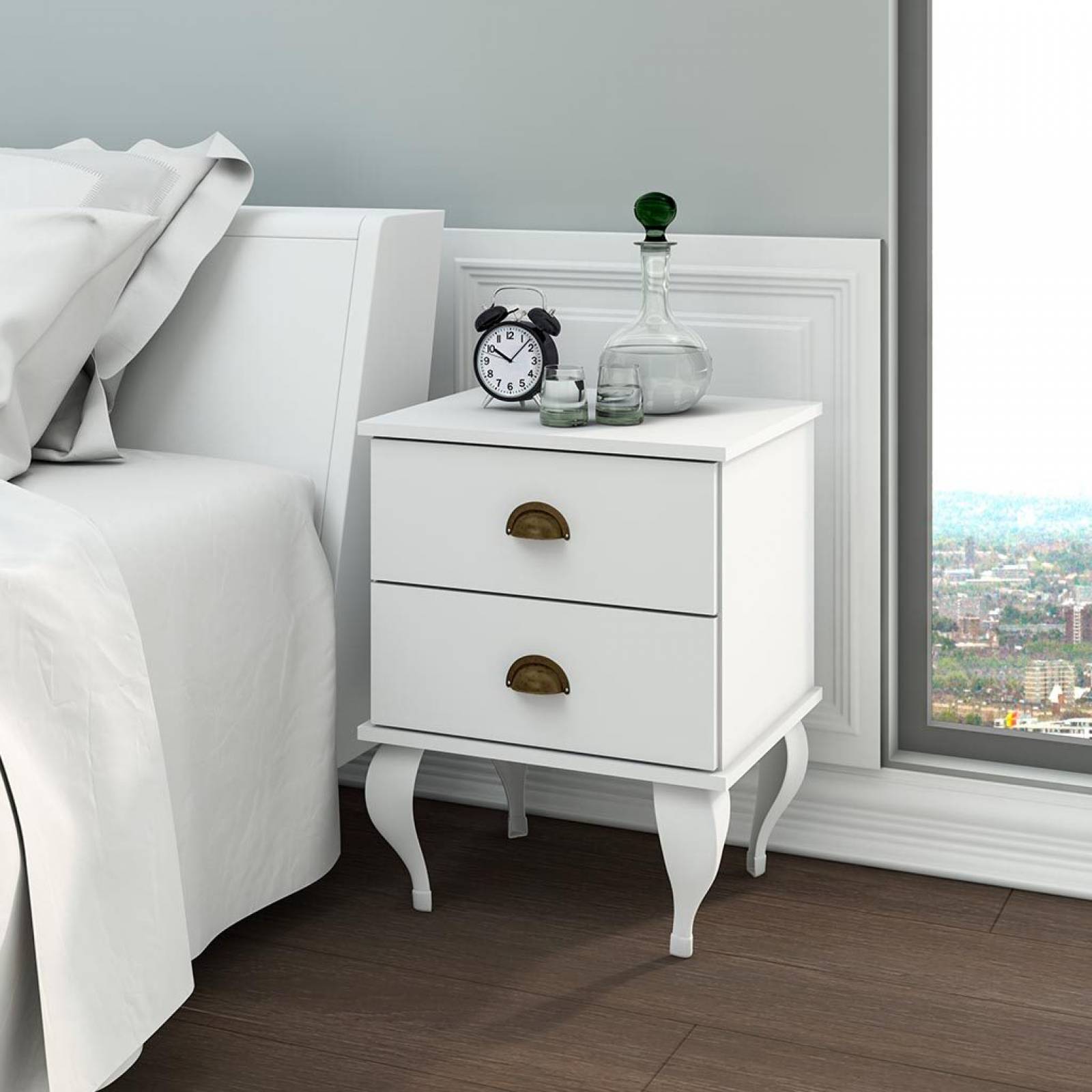 Buró Mesa De Noche Mesa Bertolini CL 4001 Blanco