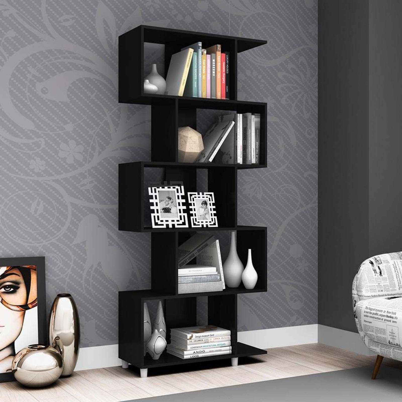 Estantería Librero Biblioteca Bertolini ESM 209 Negro