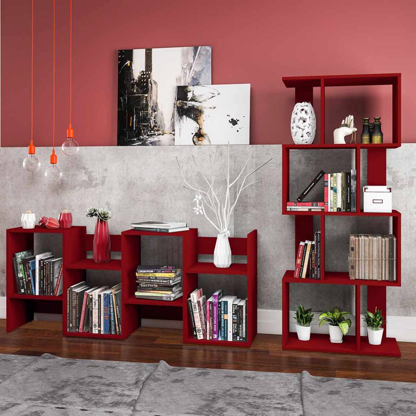 Estantería Librero Biblioteca Bertolini ESM 218 Rojo