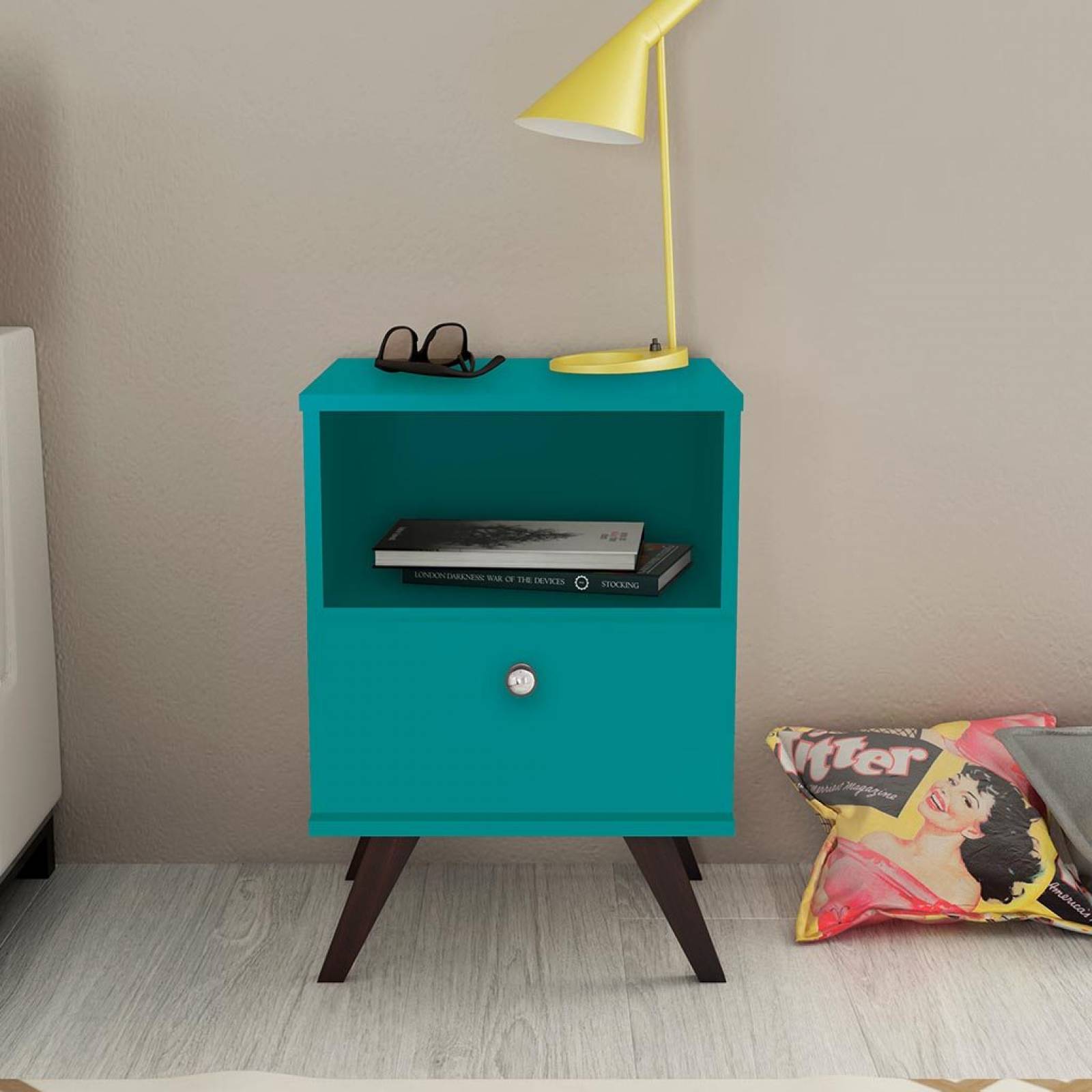 Buró Mesa de Noche Lateral Bertolini RT 3019 Turquesa