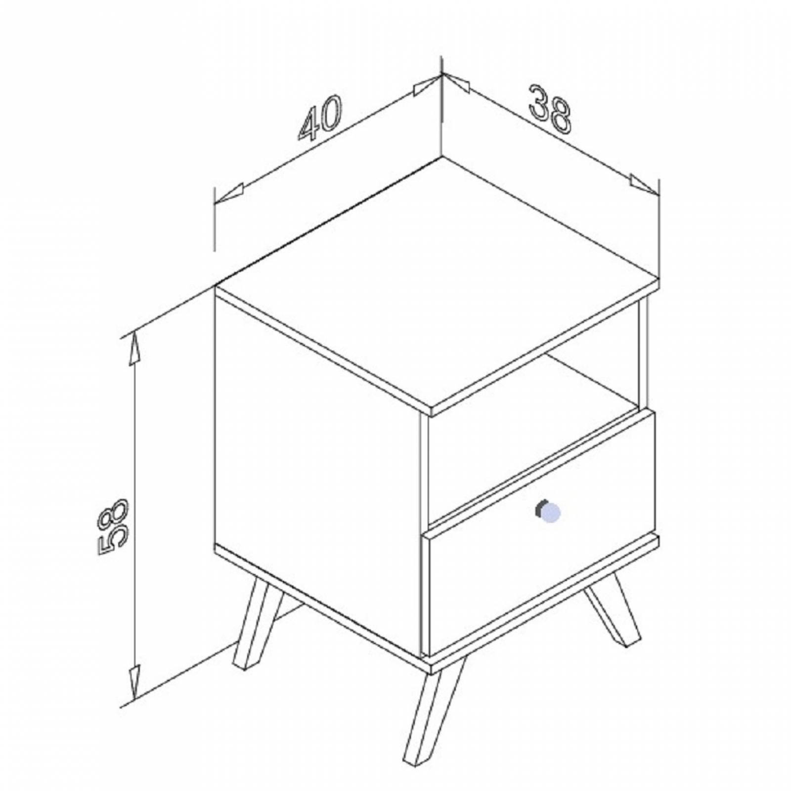 Buró Mesa de Noche Lateral Bertolini RT 3019 Turquesa