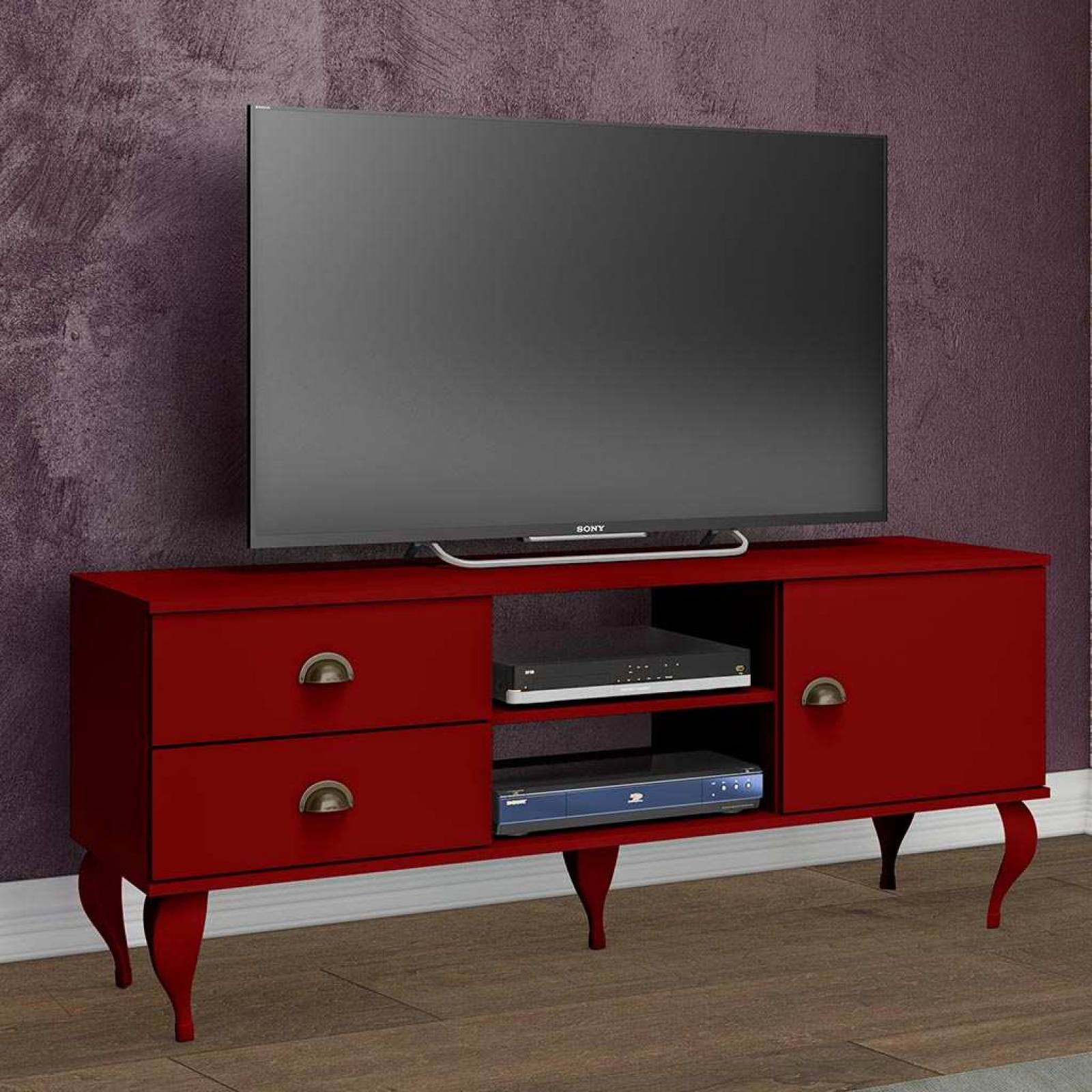 Mesa De TV Bertolini CL 4004 Rojo Para Pantalla Hasta 50 Pulgadas