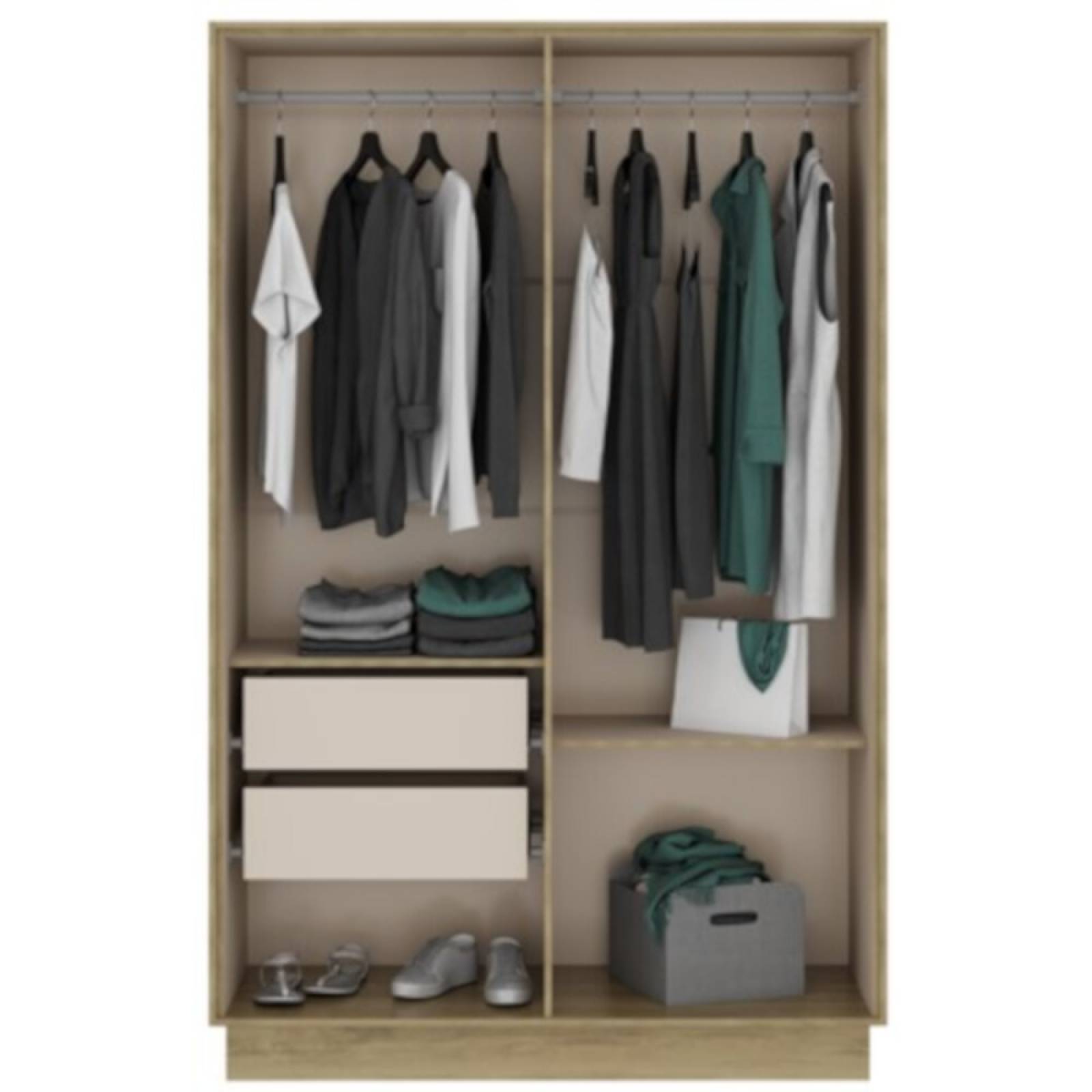 ROPERO CLOSET BERTOLINI 1136 4 PUERTAS NOCE C NEGRO