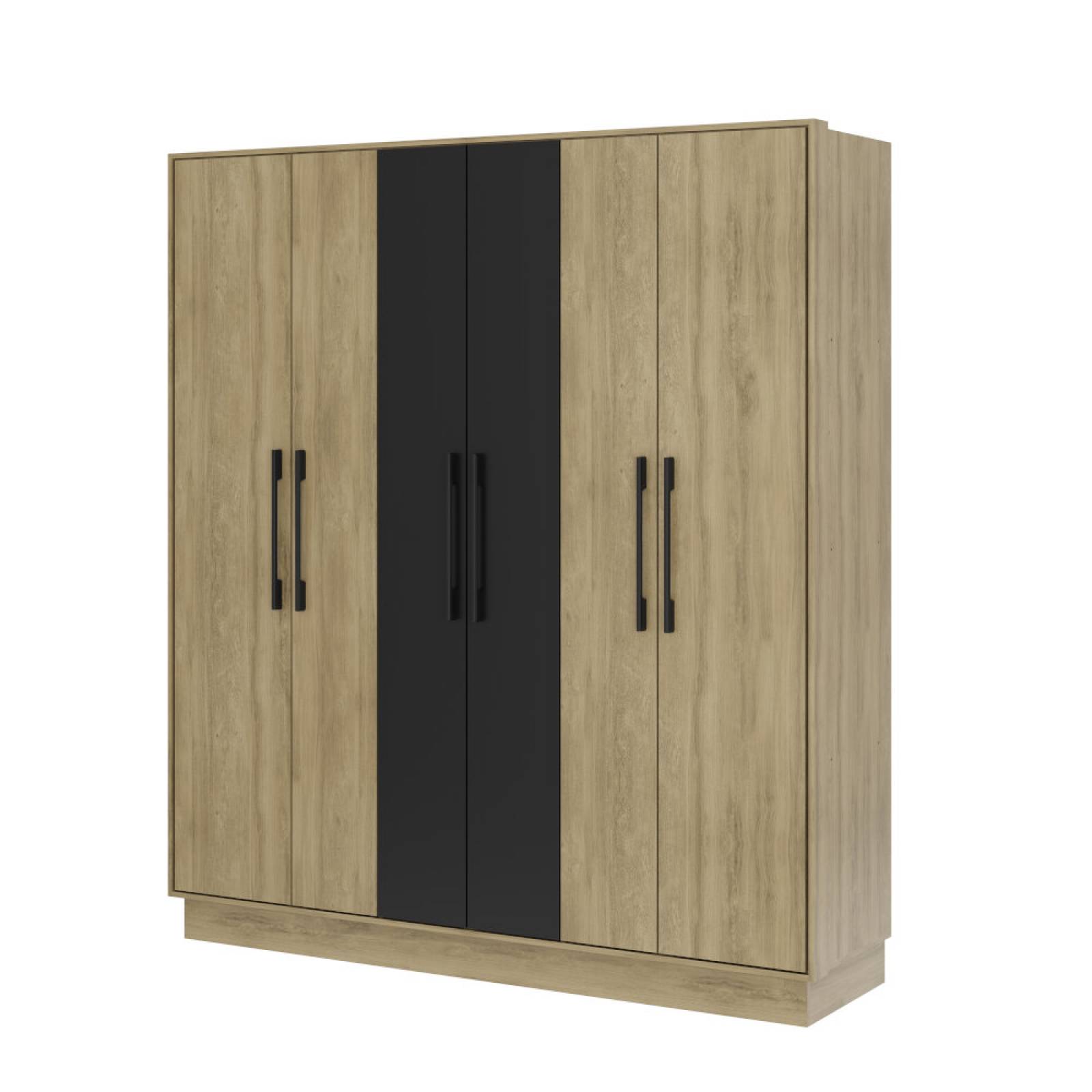 ROPERO CLOSET BERTOLINI 1137 6 PUERTAS NOCE C NEGRO