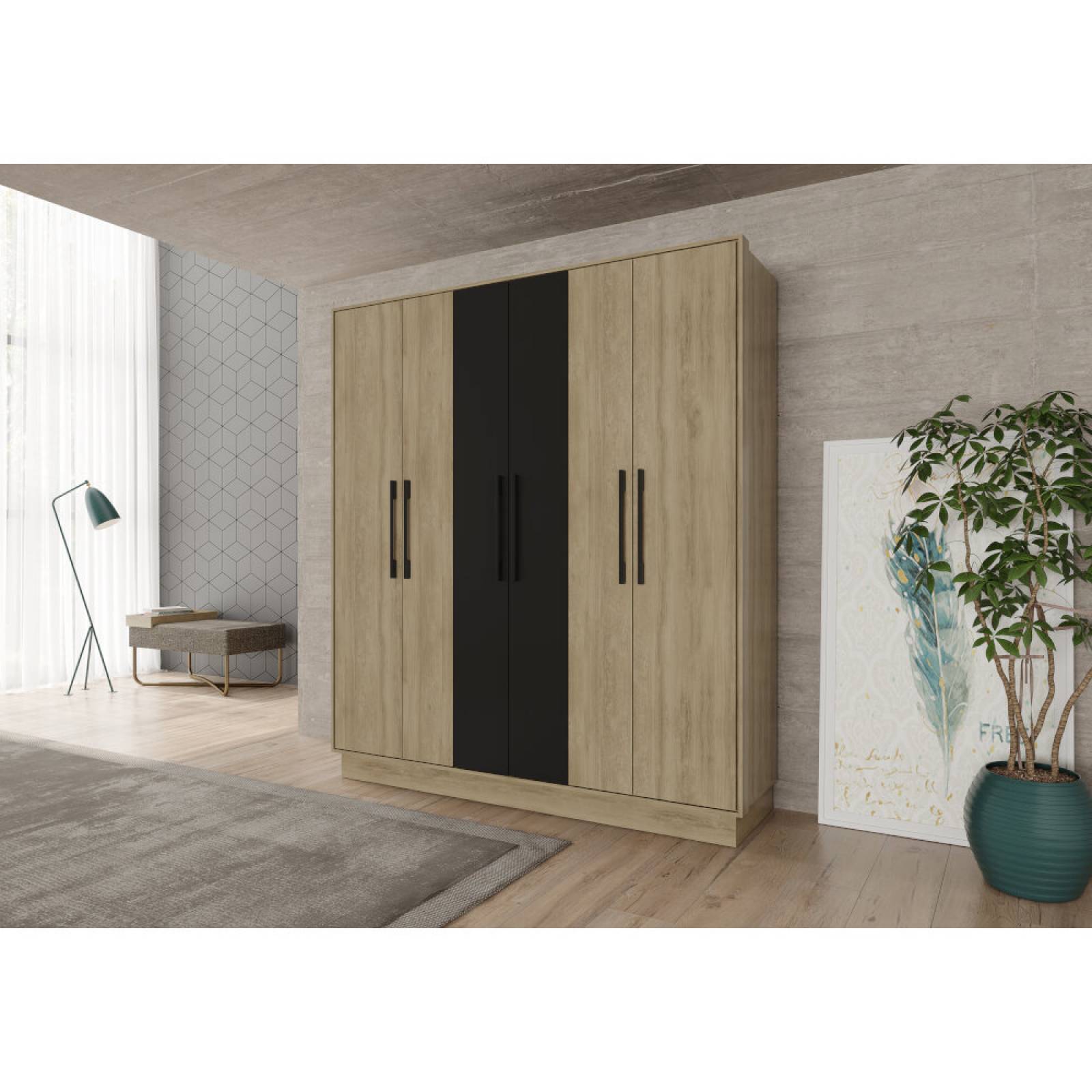 ROPERO CLOSET BERTOLINI 1137 6 PUERTAS NOCE C NEGRO