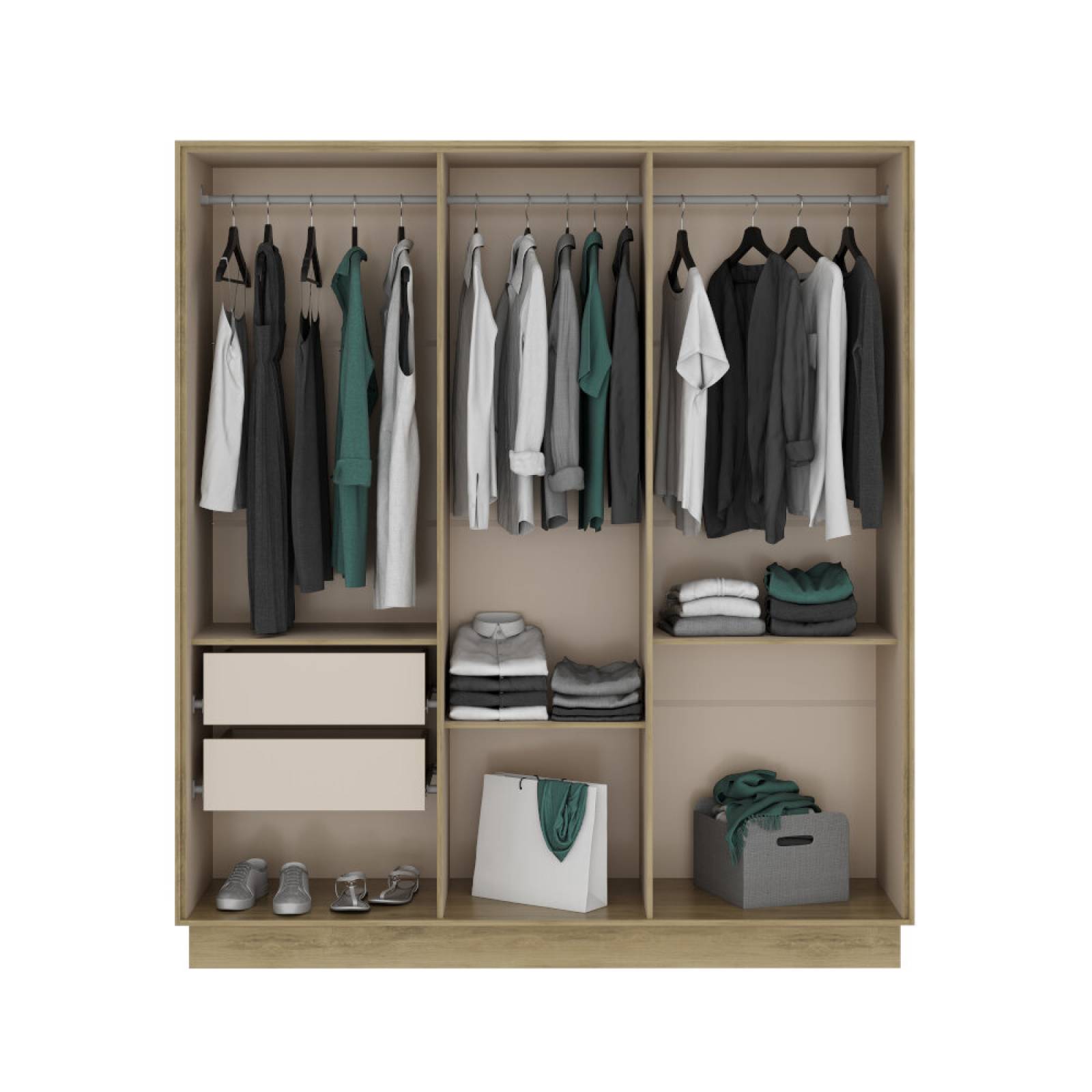 ROPERO CLOSET BERTOLINI 1137 6 PUERTAS NOCE C NEGRO