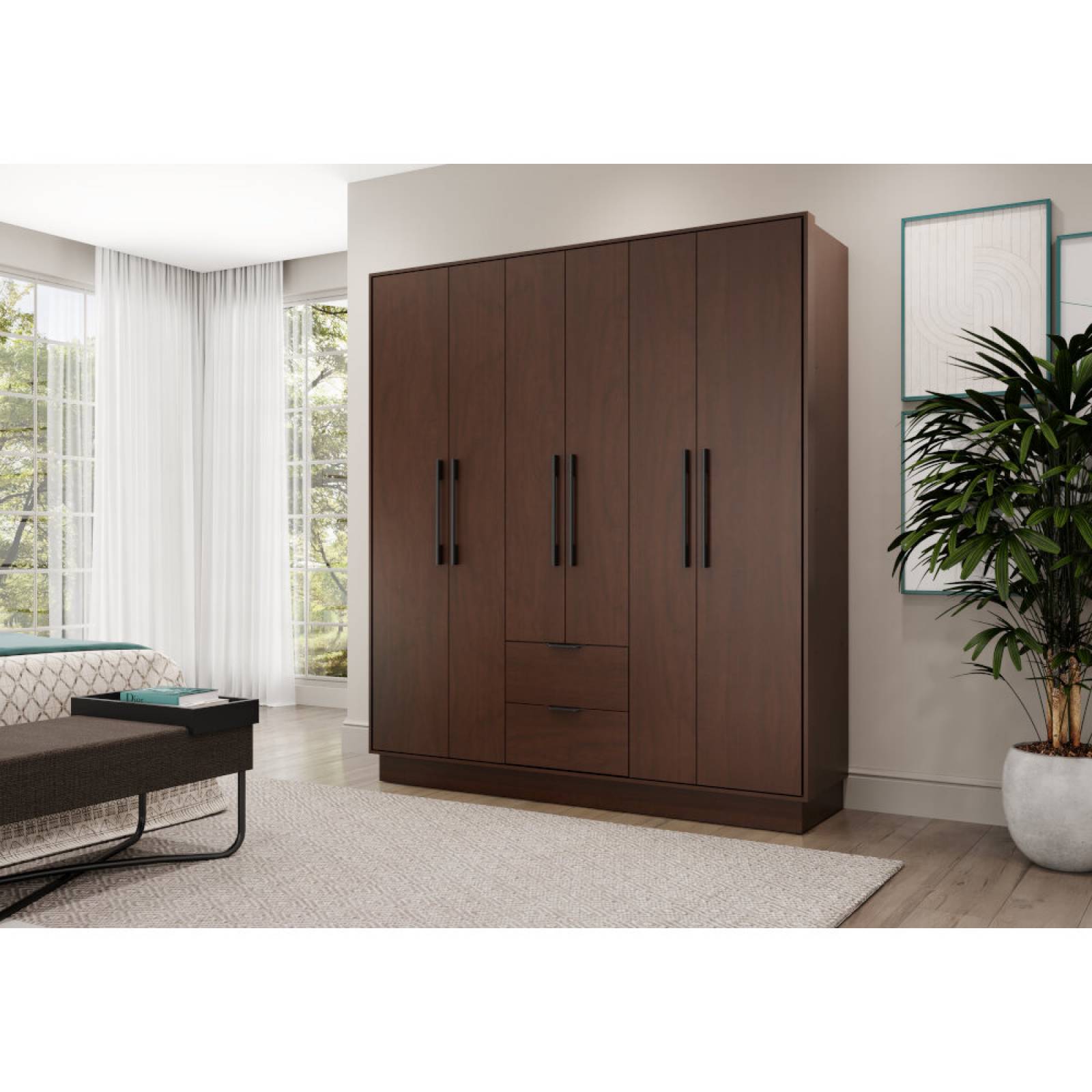 ROPERO CLOSET BERTOLINI 1138 6 PUERTAS CHOCOLATE